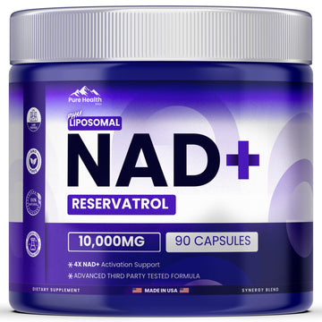 PURE HEALTH MAX PHM NAD Resveratrol Supplement - 10,000MG Extra Strength | NAD+ Liposomal Supplements for Men and Women | NMN & NMNH Alternative | 90 Capsules, 1.5 Months Supply PURE HEALTH MAX buy supplements canada