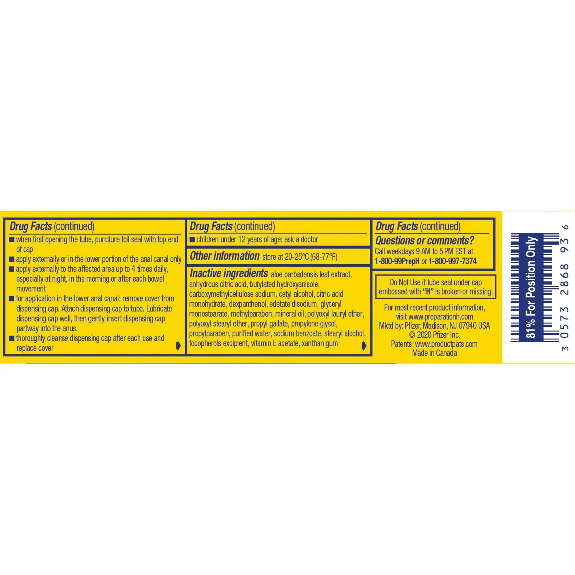 Preparation H Hemorrhoid Symptom Treatment Cream (0.9 Ounce Tube), Maximum Strength Multi-Symptom Pain Relief with Aloe Preparation H buy supplements canada