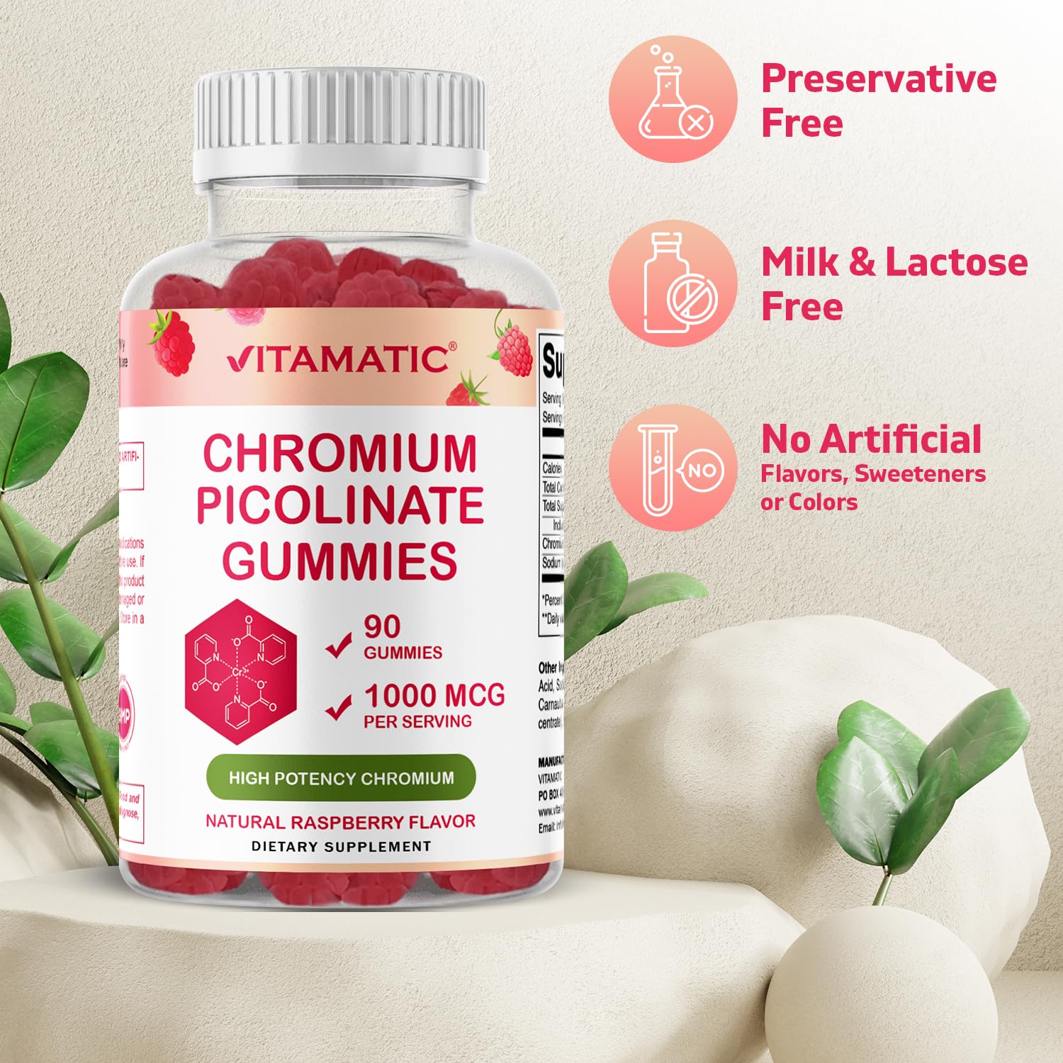 Vitamatic Chromium Picolinate 1000 mcg - 90 Gummies - High Potency Chromium Vitamatic buy supplements canada