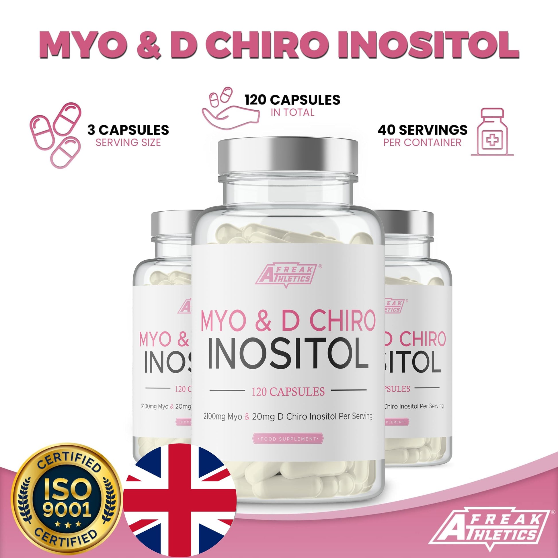 Myo-Inositol & D Chiro Inositol - Supports Women with PCOS -120 Capsules - Promotes Freak Athletics buy supplements canada