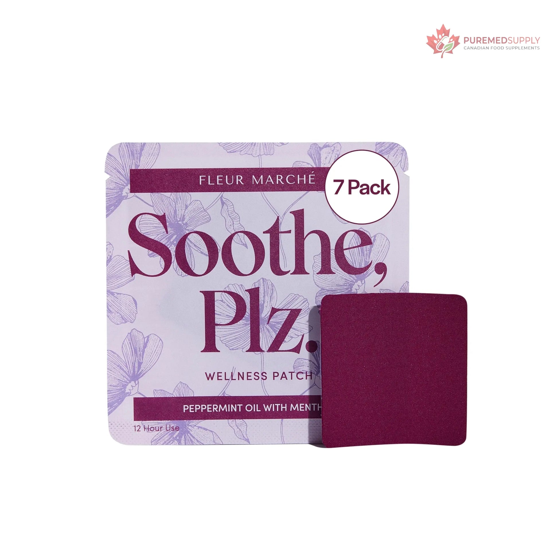 Fleur Marche Soothe, Plz. Botanical Patch - Muscle Recovery Patch with Peppermint Oil & Menthol - Post Night Out, Post Workout, or Daily Relief - Highly Bioavailable - 7 Patches Fleur Marché buy supplements canada