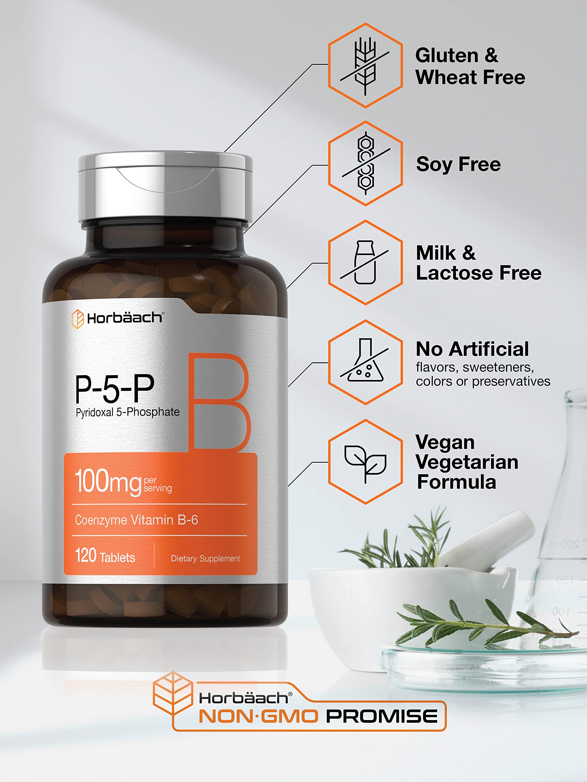 P-5-P Activated Vitamin B6 100mg | 120 Tablets | Vegetarian Supplement, Non-GMO Horbäach buy supplements canada
