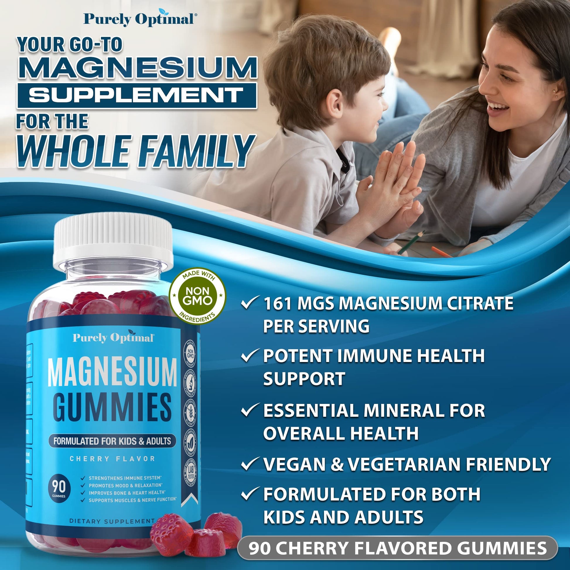 Premium Magnesium Gummies Kids & Adults - Magnesium Citrate for Digestion Support Purely Optimal buy supplements canada