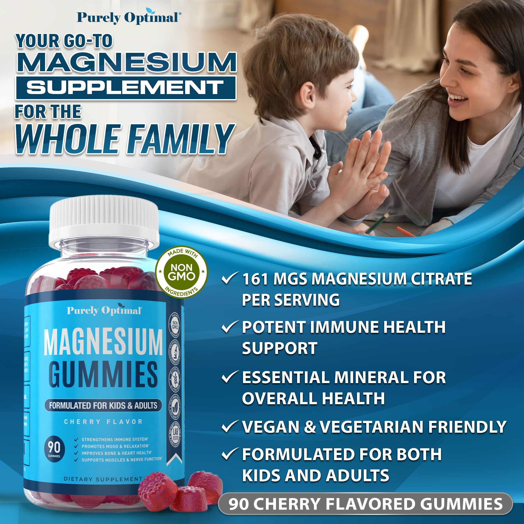 Premium Magnesium Gummies Kids & Adults - Magnesium Citrate for Digestion Support Purely Optimal buy supplements canada