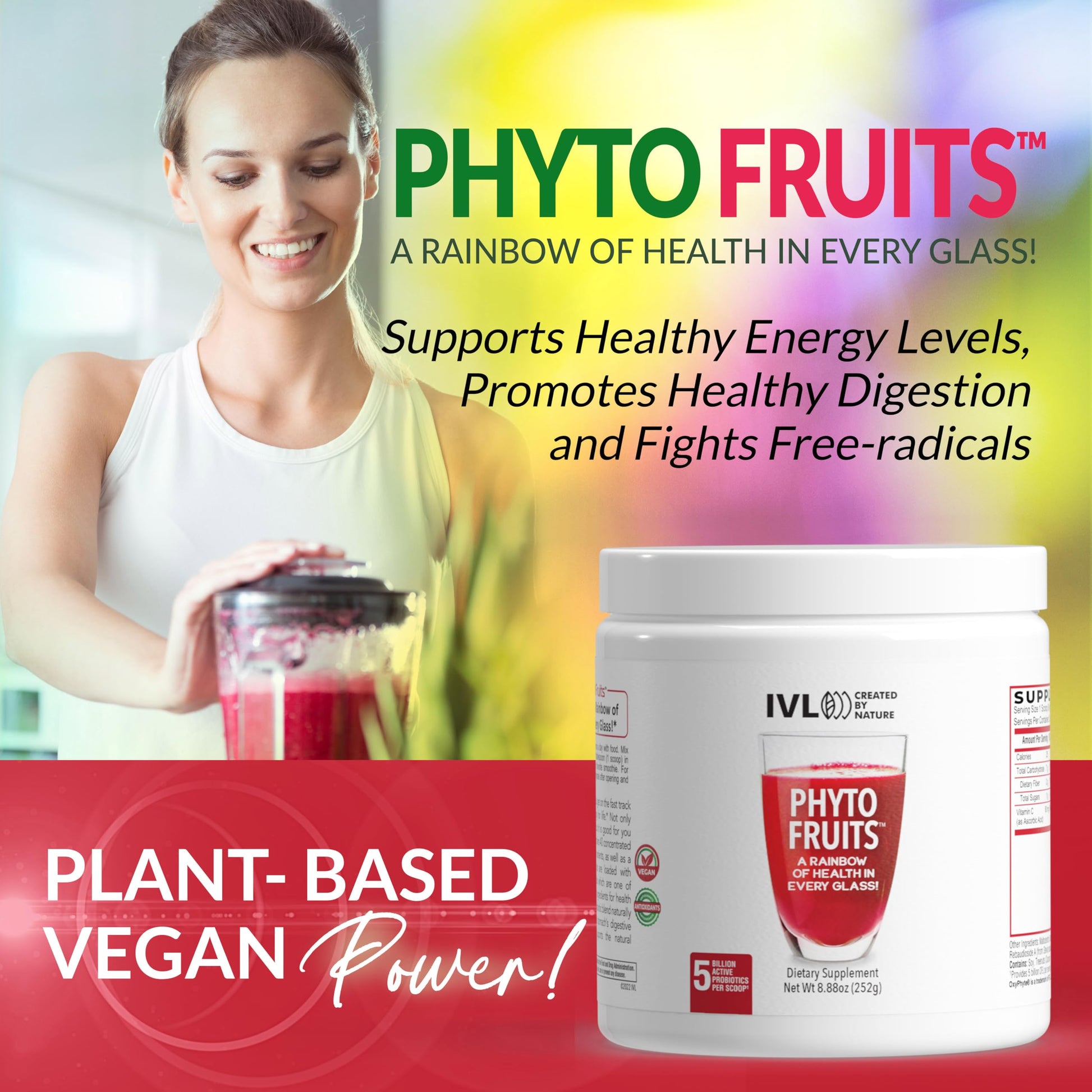 IVL - Phyto Fruits Superfood Powder - Support Energy - Digestive & Probiotic - Antioxidant - Vegan - 40 Fruits and Nutrients Plus 6 Probiotic Strains (30 Servings, 8.88 oz) IVL buy supplements canada