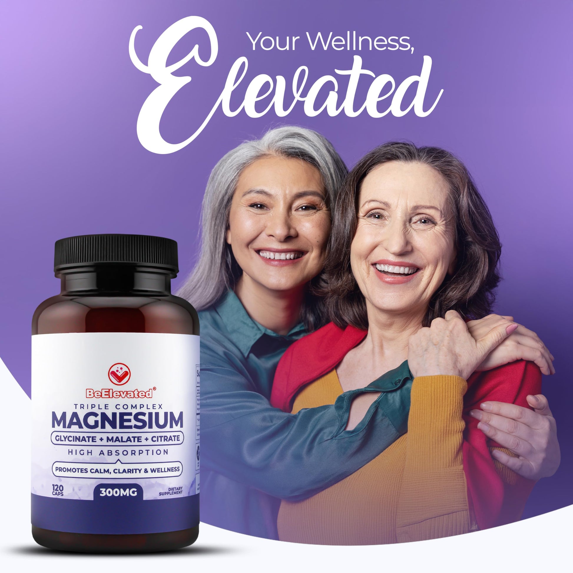 BeElevated High Absorption Triple Magnesium Complex for Sleep, Relaxation & Muscle Support – 300mg of Magnesium Glycinate, Citrate & Malate BeElevated buy supplements canada