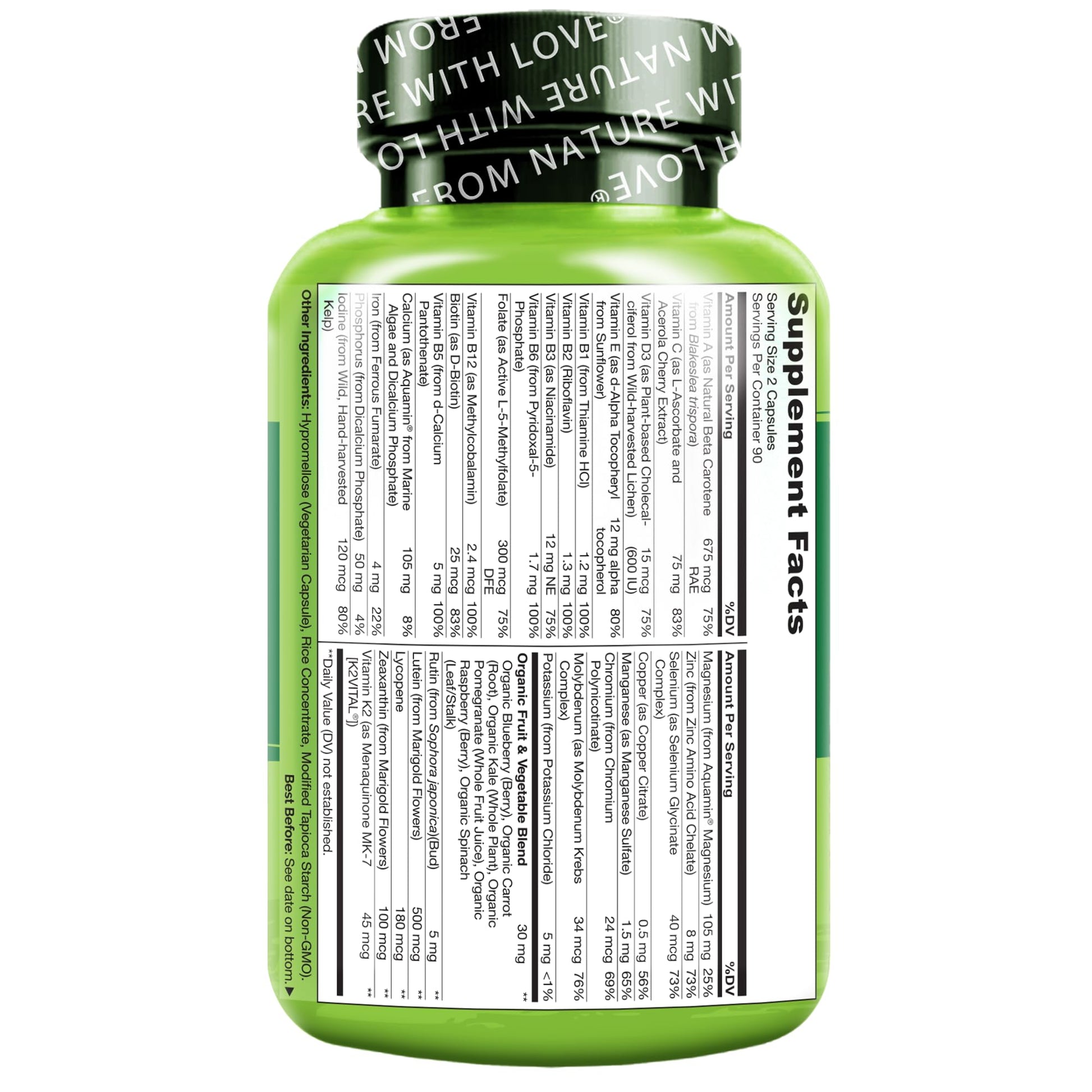 NATURELO Multivitamins for Teenage Girls/Boys, 180 Capsules, Whole Food Multivitamin with Minerals, Non-GMO, Vegetarian NATURELO buy supplements canada