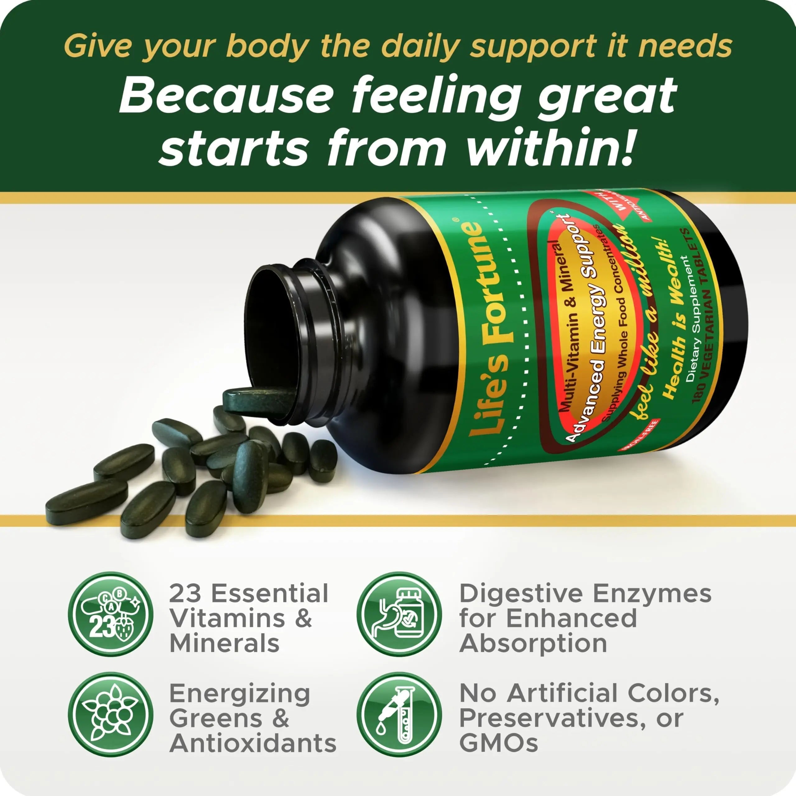 Life's Fortune Multivitamin & Mineral Supplement, Daily Natural Energy Source for Men & Women, with Superfood Greens Life's Fortune buy supplements canada