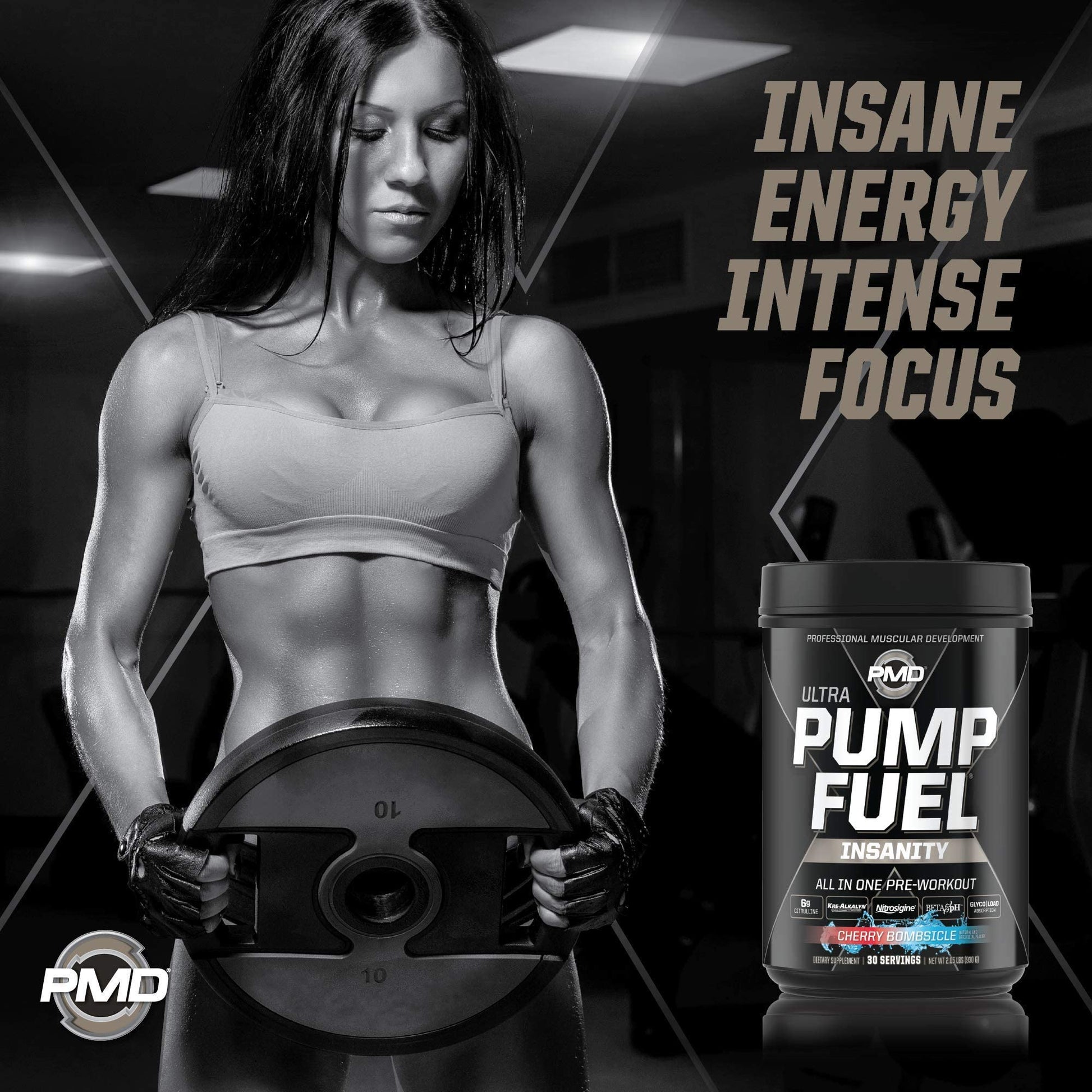 PMD Sports Ultra Pump Fuel Insanity - Pre Workout – Cherry Bombsicle (30 Servings) PMD buy supplements canada