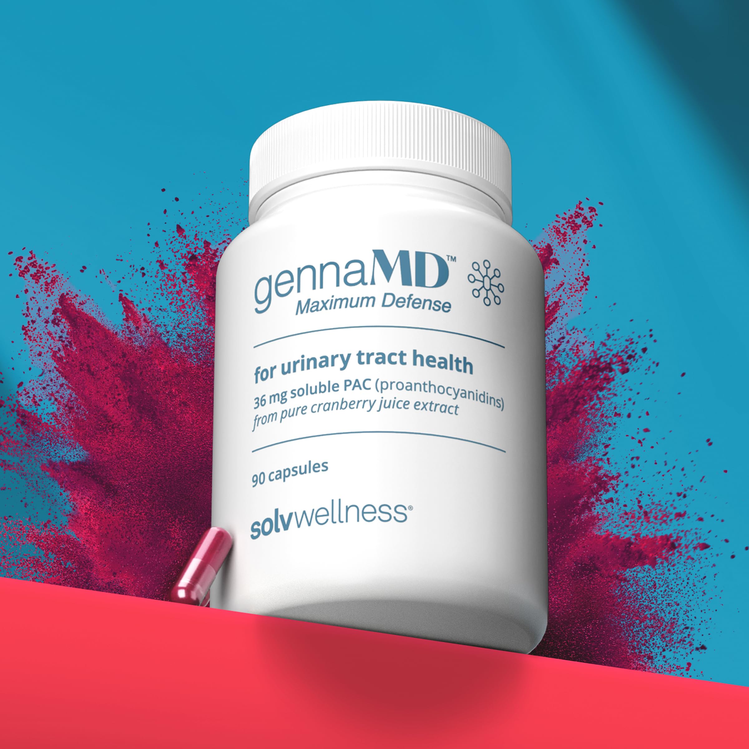 Solv Wellness GennaMD - Maximum UTI Defense - 36 mg Soluble PAC from 100% Cranberry Juice Extract - Highest PAC Concentration in a Small, Easy-to-Swallow Capsule - 90 Capsules Solv Wellness buy supplements canada