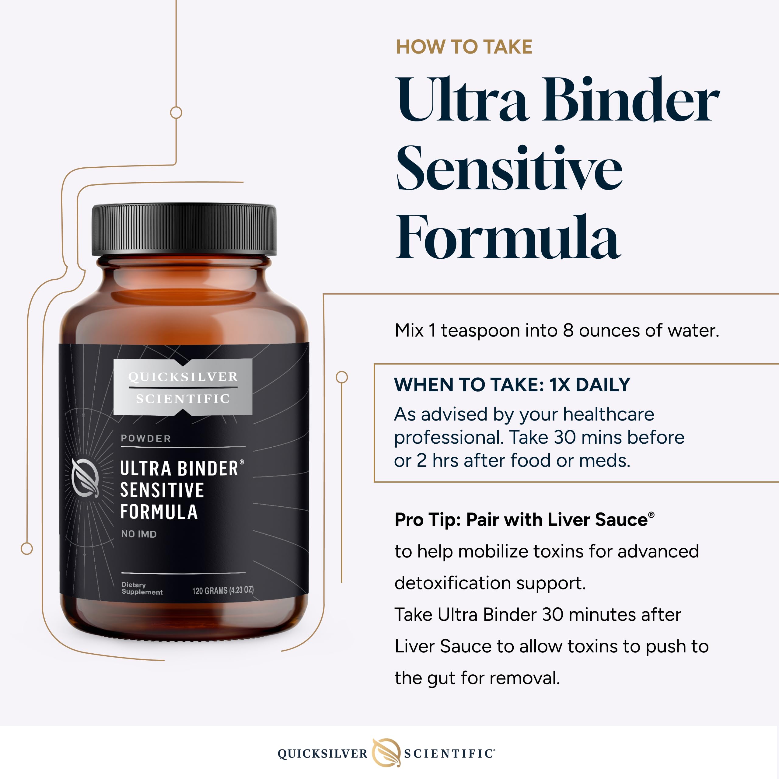 Quicksilver Scientific Ultra Binder Sensitive Formula - Gut Health Supplement with Activated Charcoal, Bentonite Clay - Cleansing Support Powder (120g) Quicksilver Scientific buy supplements canada