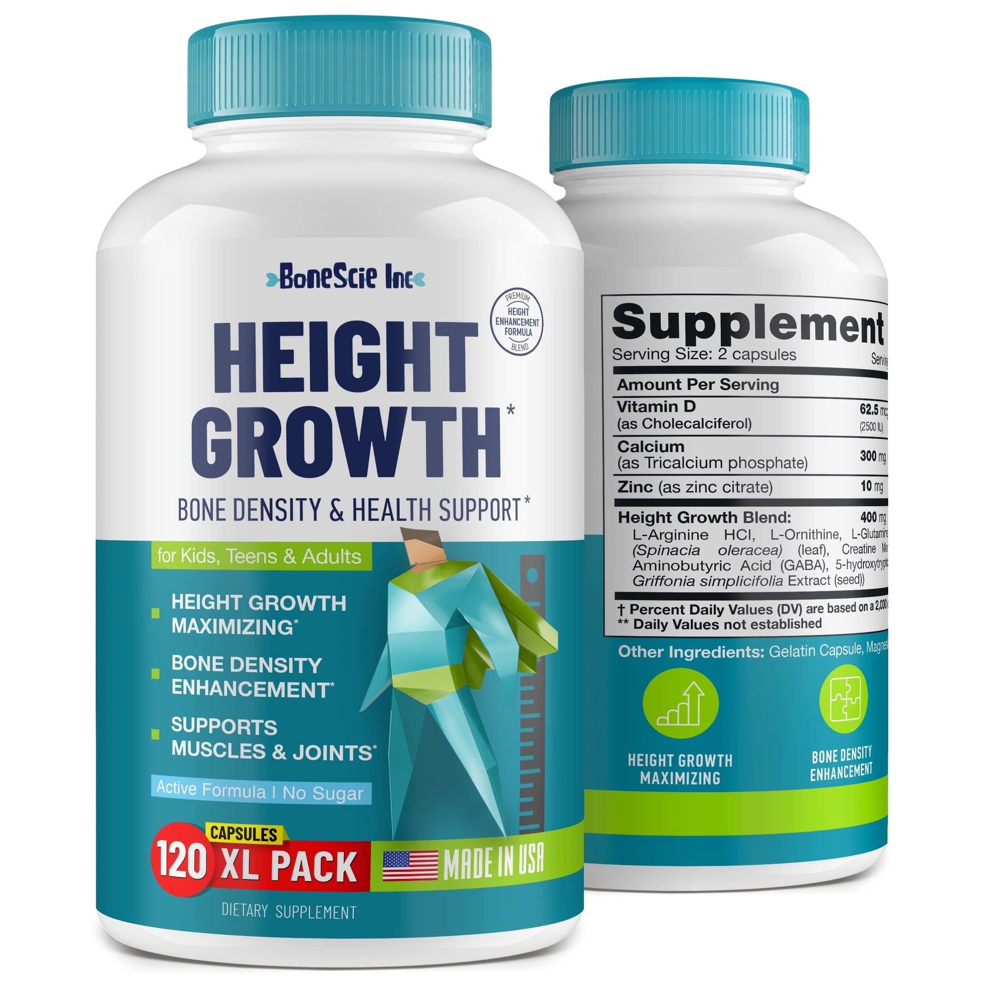 Height Growth Maximizer - Made in USA - Natural Height Increase Booster & Bone Growth Pills - Grow Taller Supplement for Adults, Teens & Kids - Vitamins for Boys & Girls to Get Taller - 120 capsules BONESCIE INC buy supplements canada