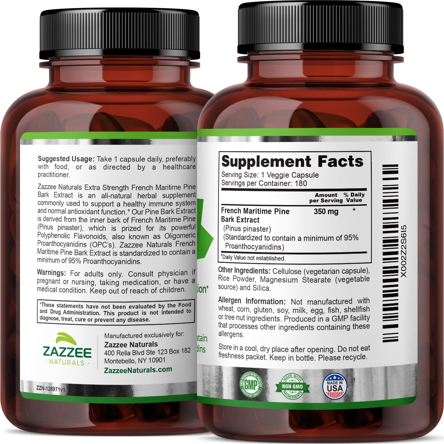 Zazzee Extra Strength French Maritime Pine Bark Extract, 350 mg Per Capsule Zazzee buy supplements canada