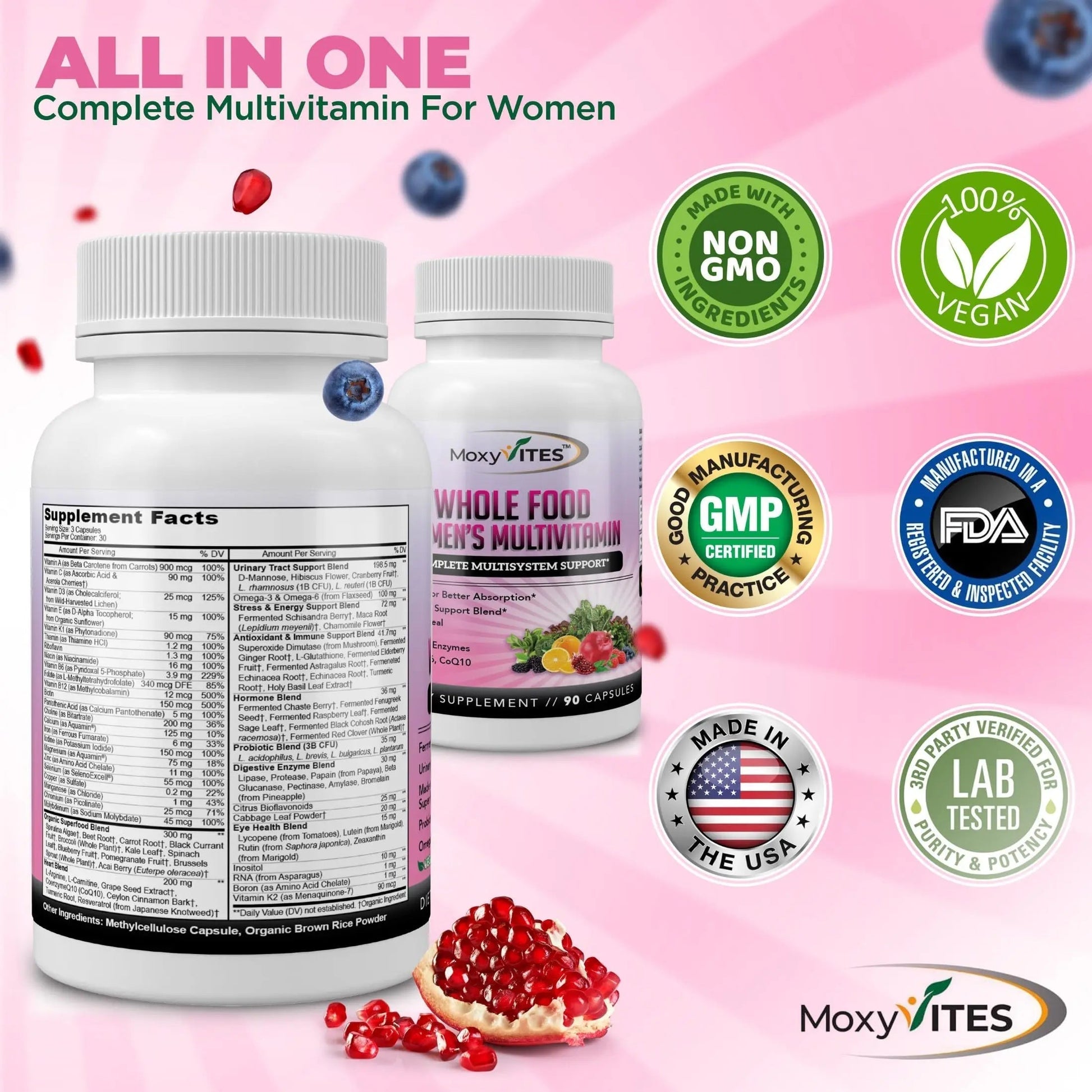 Methylated Multivitamin for Women with Iron - Womens Multivitamin with 44 Organic Whole Food & Fermented Nutrients MoxyVites buy supplements canada