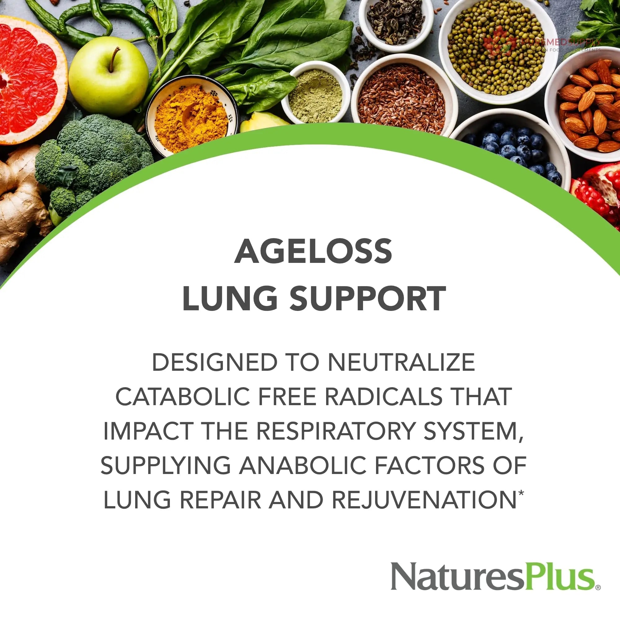 NaturesPlus AgeLoss Lung Support - 90 Capsules - Vegetarian, Gluten Free - 30 Servings NaturesPlus buy supplements canada
