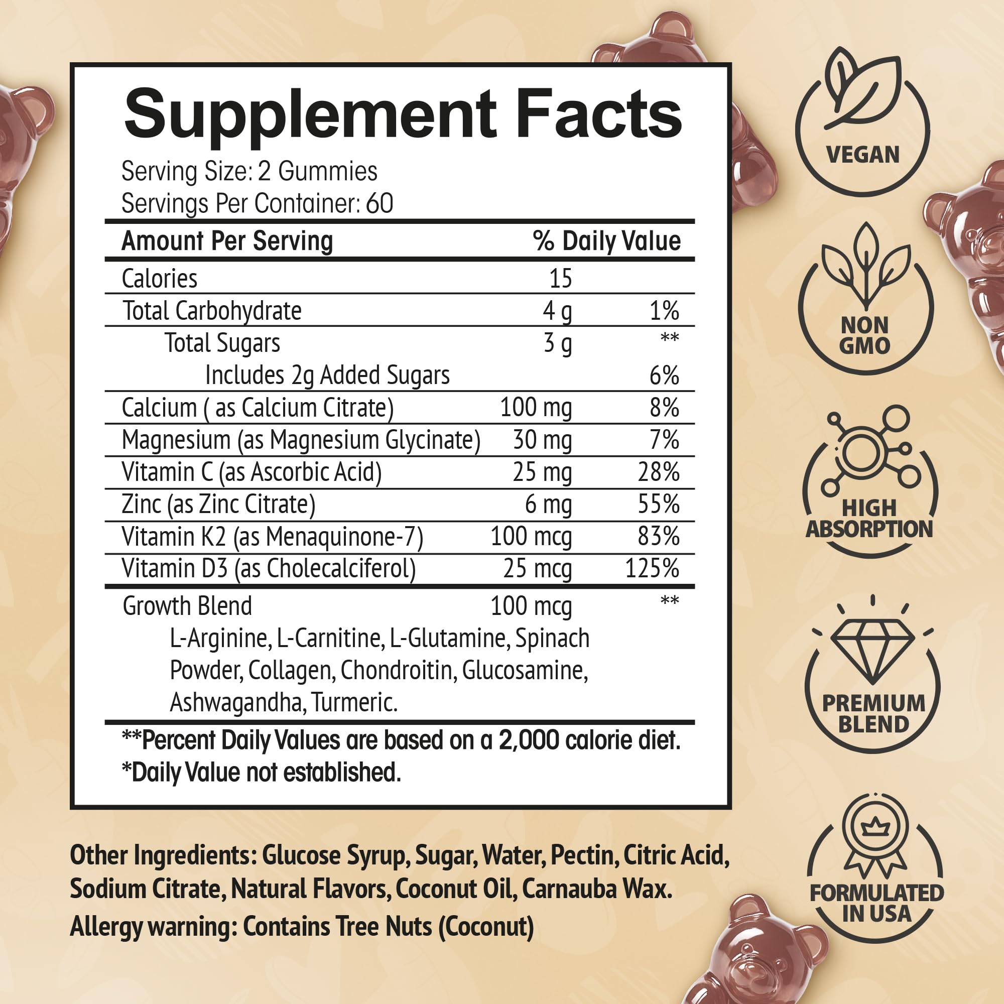Height Growth Increase Vitamin Gummies, Calcium 100mg, Magnesium Glycinate 30mg, Zinc, Ashwagandha, Vitamin K2 D3 25mg Grow Tall Maximizer Supplement, Multivitamin for Kids, Teens Boy & Girl, Adults HighSpot buy supplements canada