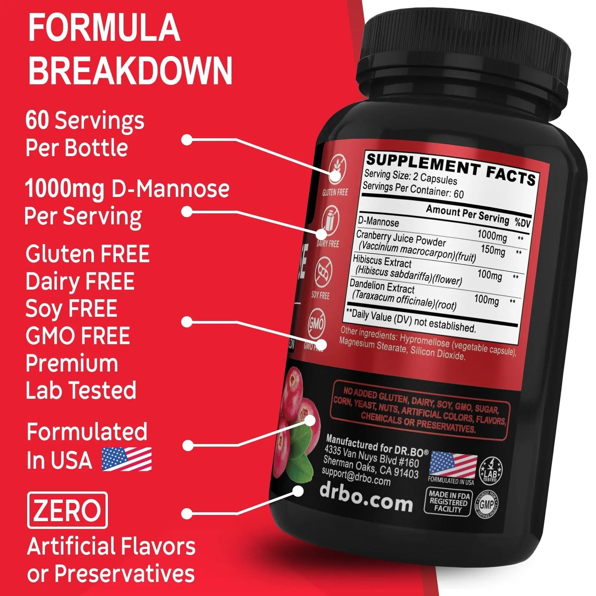 D Mannose Supplements for Women Pills - Natural D-Mannose 500mg Capsules, Cranberry DMannose Pills 1000mg Per Serving - Bladder Flush & Urinary Tract Cleanse Health Supplement - 120 Veg Capsules DR. BO buy supplements canada