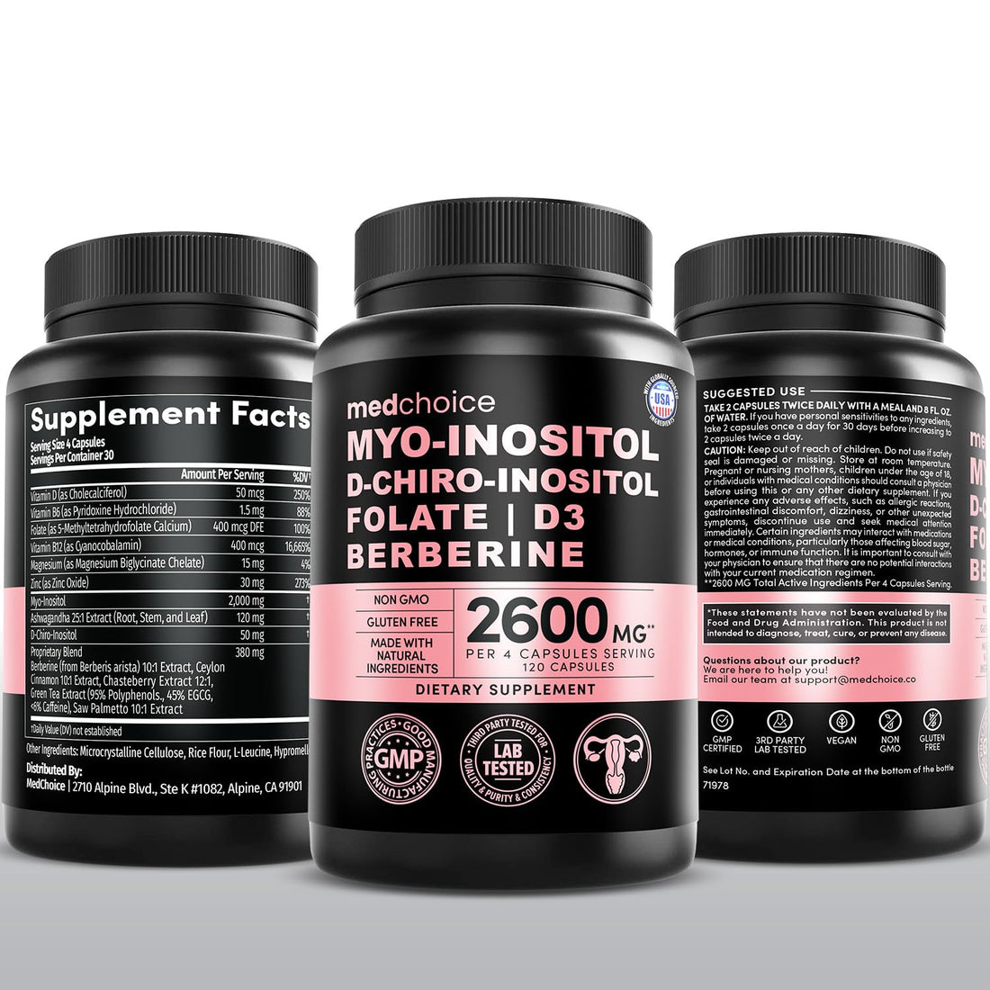 14-in-1 Women’s Inositol Complex Supplement – 40:1 Myo & D-Chiro Inositol with Folate, Vitamin D3, Zinc, Magnesium & Botanicals for Hormone MEDCHOICE buy supplements canada