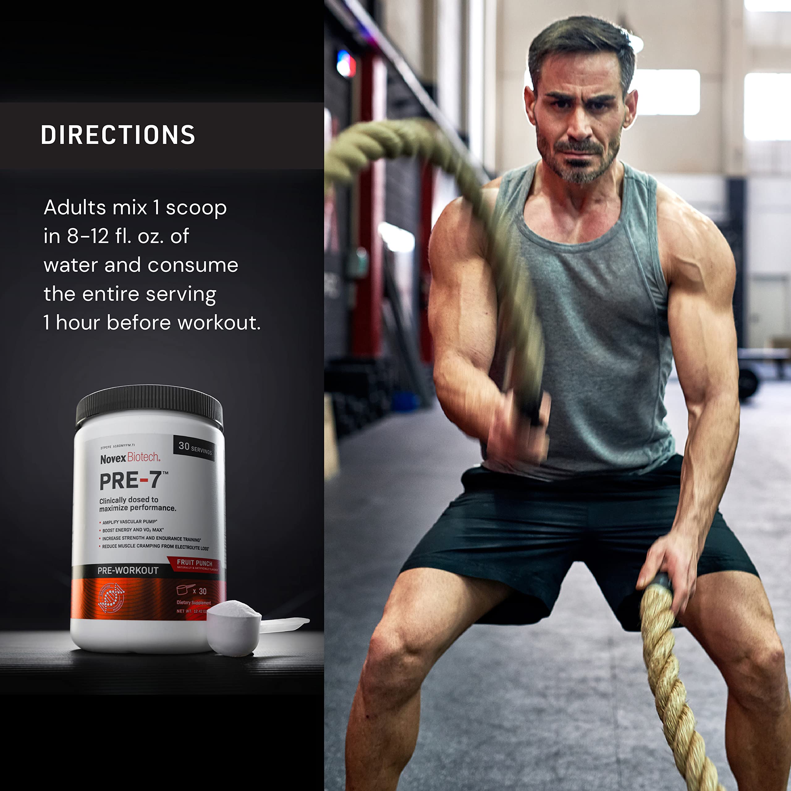 Novex Biotech PRE-7 Pre-Workout Powder – Best preworkout for Men - Boost Energy Novex Biotech buy supplements canada