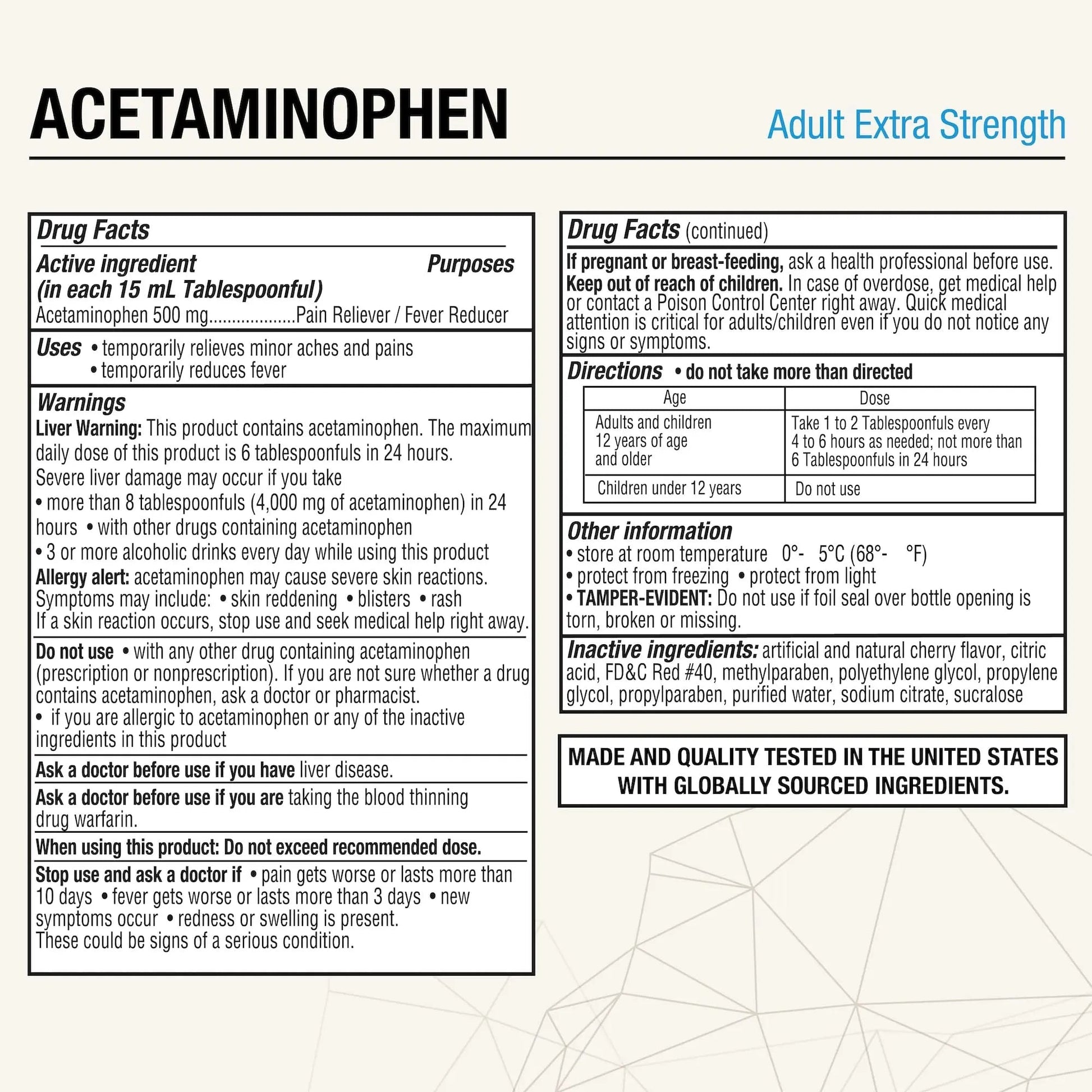 Puregen Labs Adult Extra Strength Acetaminophen Liquid 500mg/15ml - 8 fl oz Rapid Burst Pain Reliever/Fever Reducer, Cherry Flavor | Muscle & Joint Pain Relief | Arthritis Pain Relief P Puregen Labs buy supplements canada