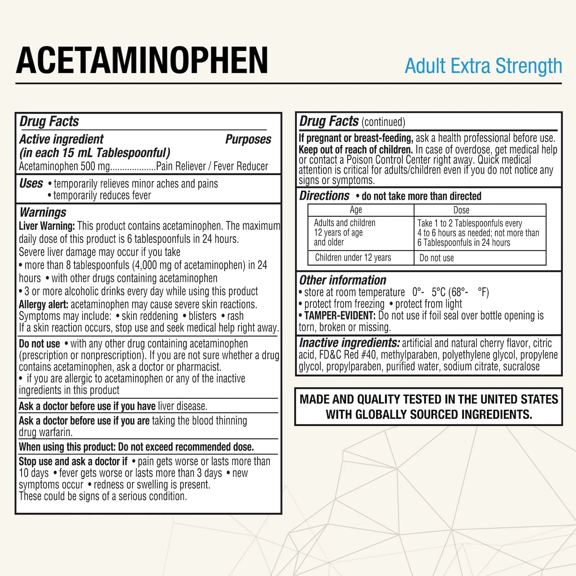 Puregen Labs Adult Extra Strength Acetaminophen Liquid 500mg/15ml - 8 fl oz Rapid Burst Pain Reliever/Fever Reducer, Cherry Flavor | Muscle & Joint Pain Relief | Arthritis Pain Relief P Puregen Labs buy supplements canada