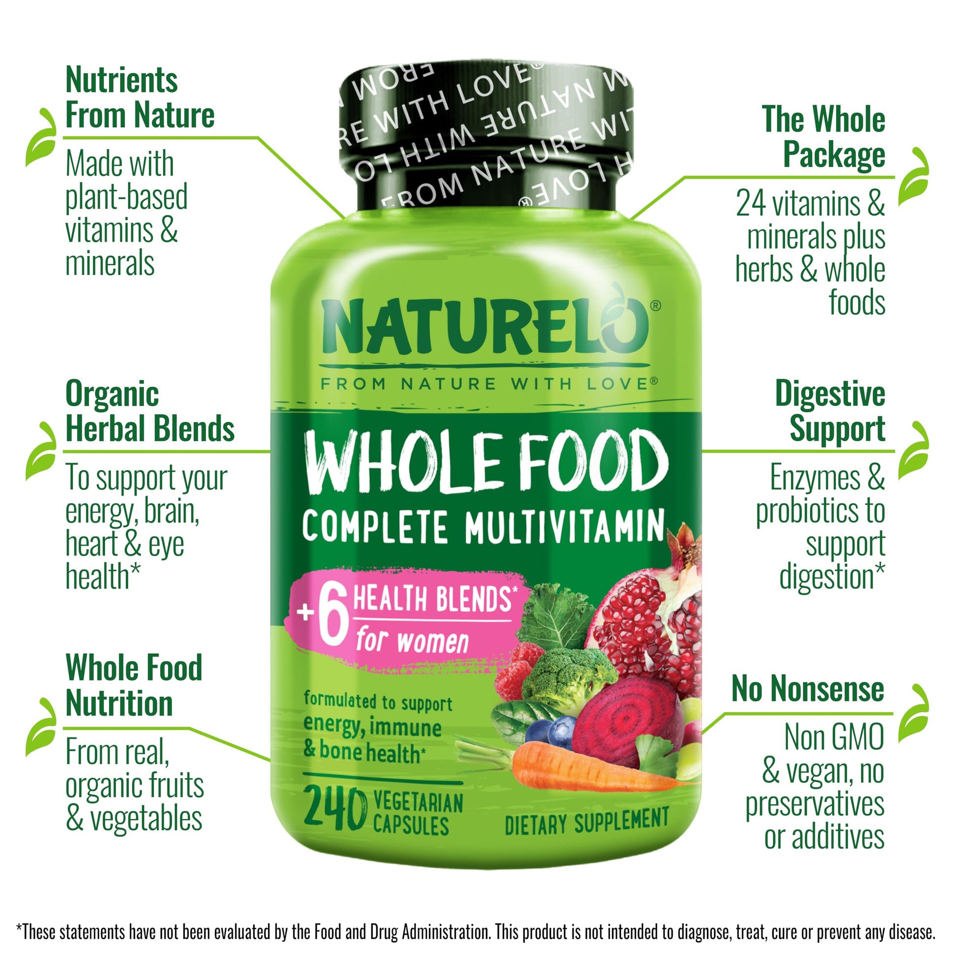 NATURELO Whole Food Multivitamin for Women - with Vitamins, Minerals, & Organic Extracts - Supplement for Energy and Heart Health NATURELO buy supplements canada