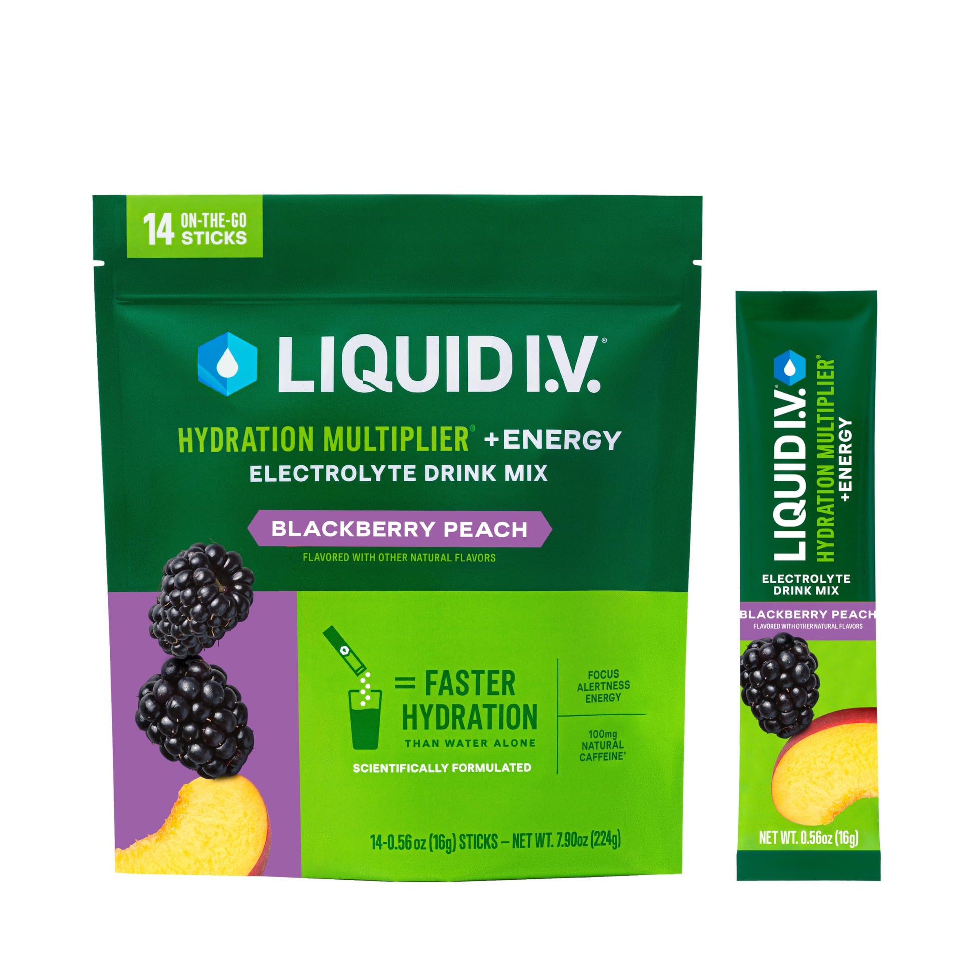 Liquid I.V.® Hydration Multiplier +Energy | Blackberry-Peach | Electrolyte Powder Drink Mix | 1 Pack (14 Servings) Liquid I.V. buy supplements canada