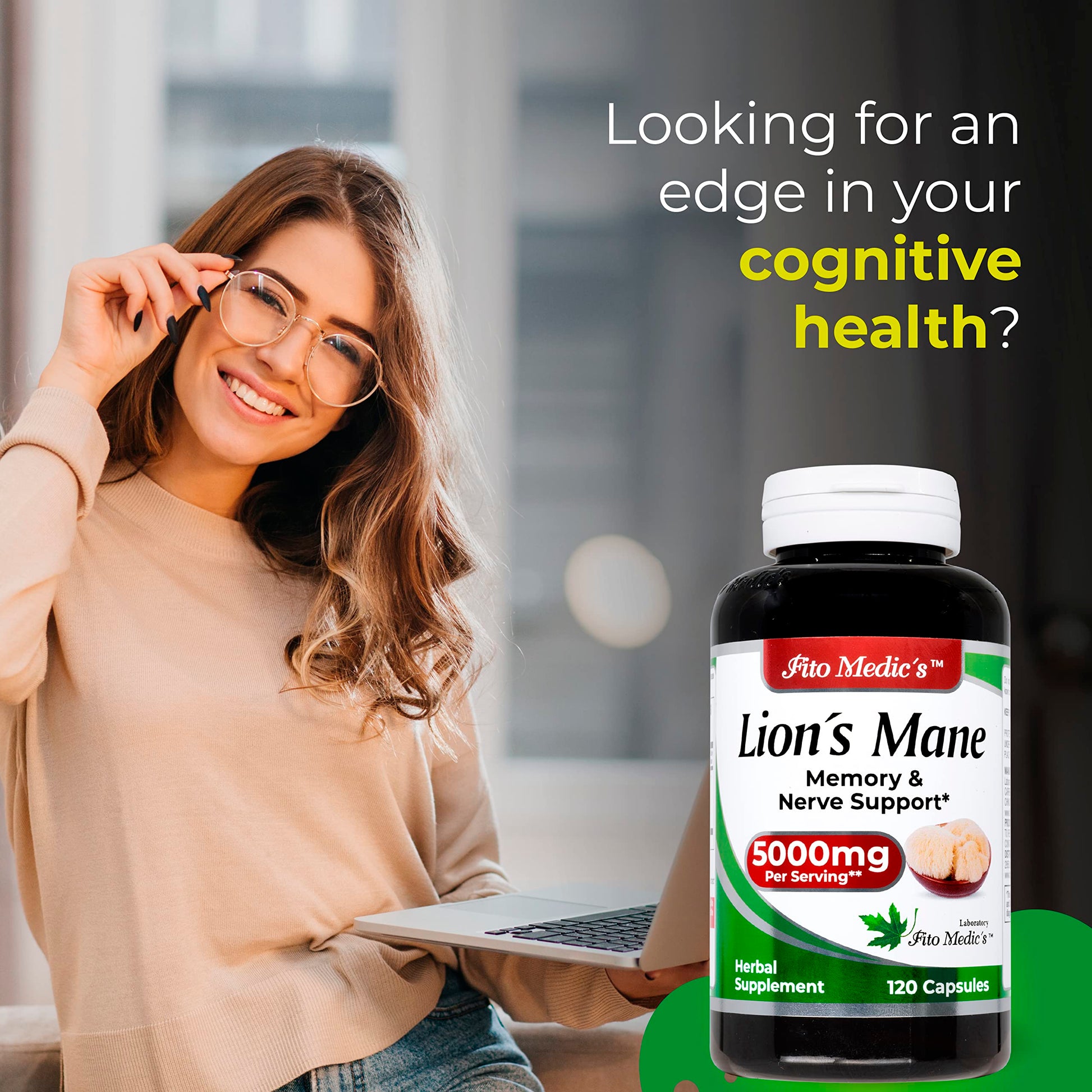 Lab | Lions Mane | 5000 mg per Serving | 120 Capsules | lions mane supplement | lions mane FITO MEDIC'S buy supplements canada