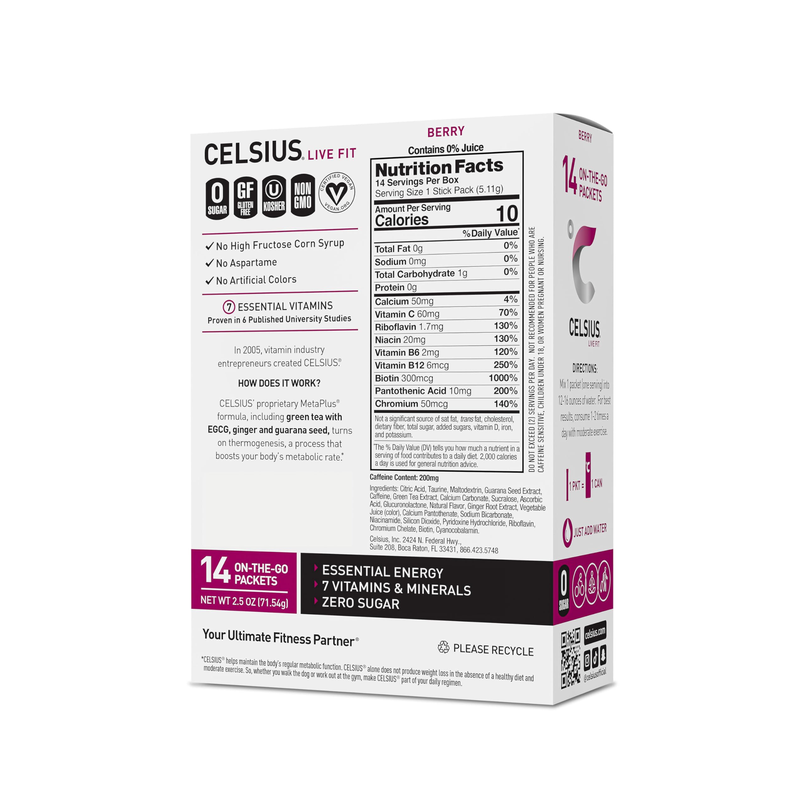 CELSIUS On-the-Go Powder Stick Packs, Zero Sugar (14 Sticks per Pack), Berry, 2.5 Ounce CELSIUS buy supplements canada