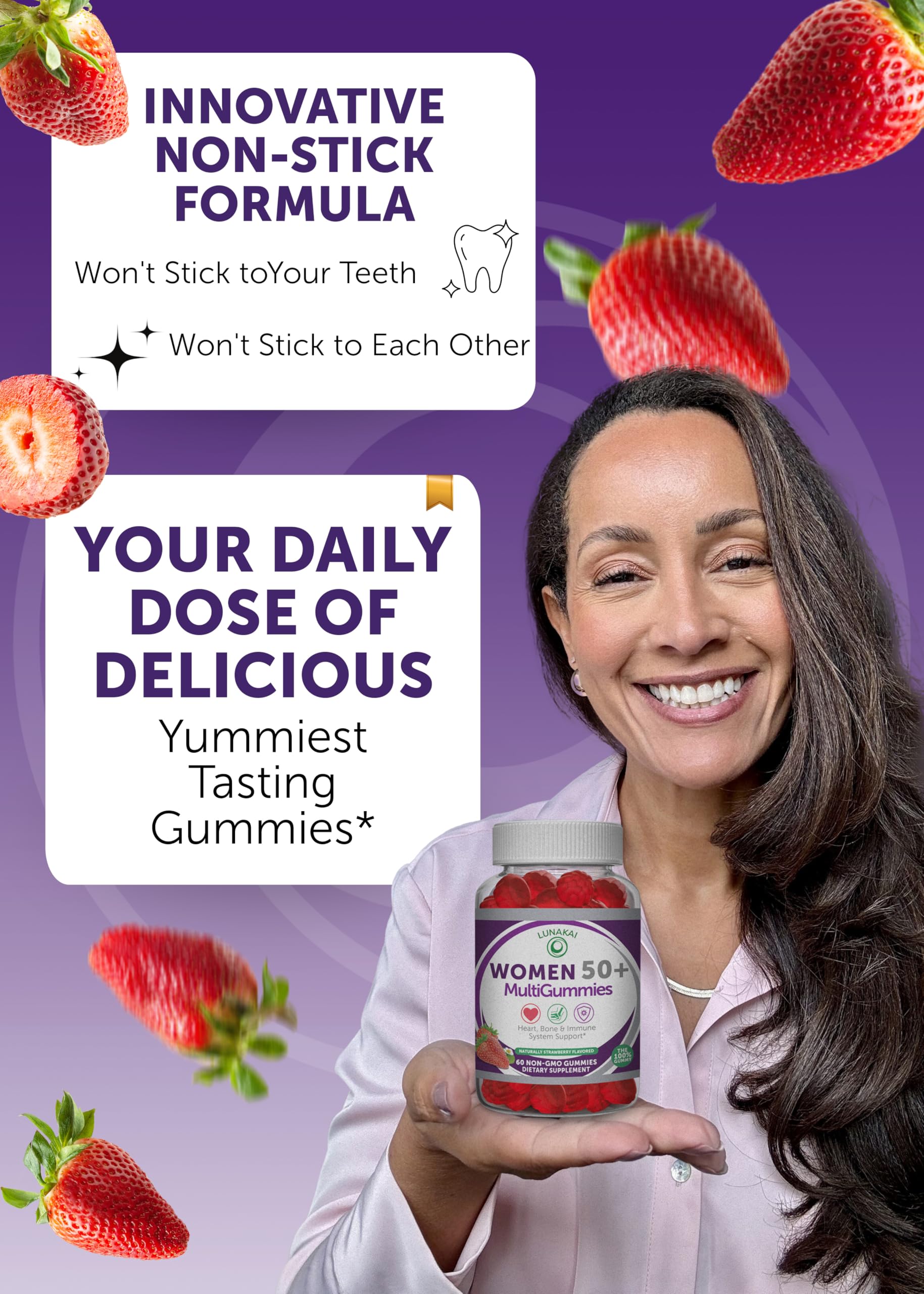 Lunakai USA Made 50 Plus Women's Multivitamin Gummies - Delicious Formula Enhanced with Essential Vitamins & Minerals for Health & Vitality - 60ct Lunakai buy supplements canada