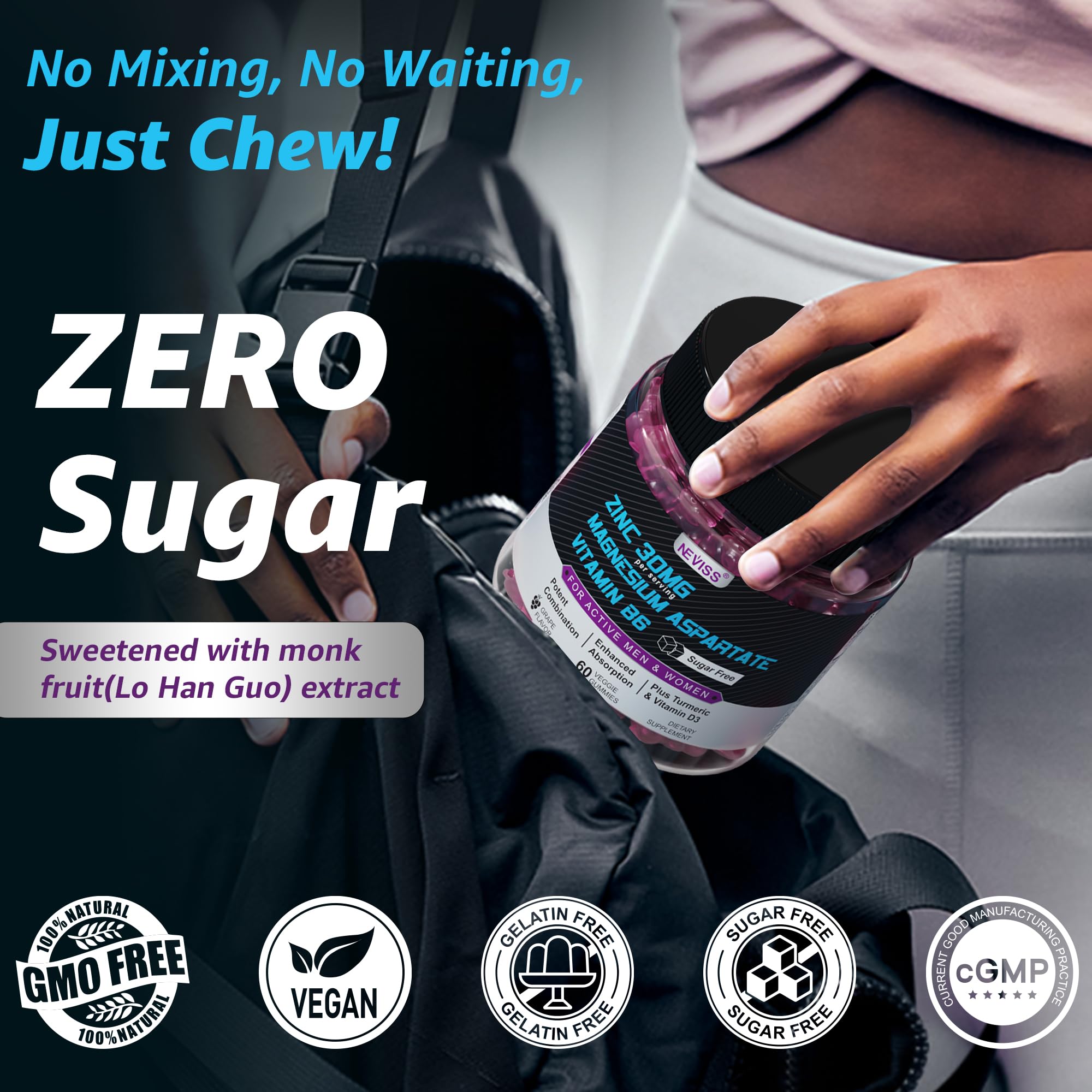 Zinc and Magnesium Supplement, Zinc Magnesium Aspartate Post Workout Gummies for Men Women, with Vitamin B6, B12, D3, Turmeric for Nighttime Recovery, Reduce Fatigue NEVISS buy supplements canada