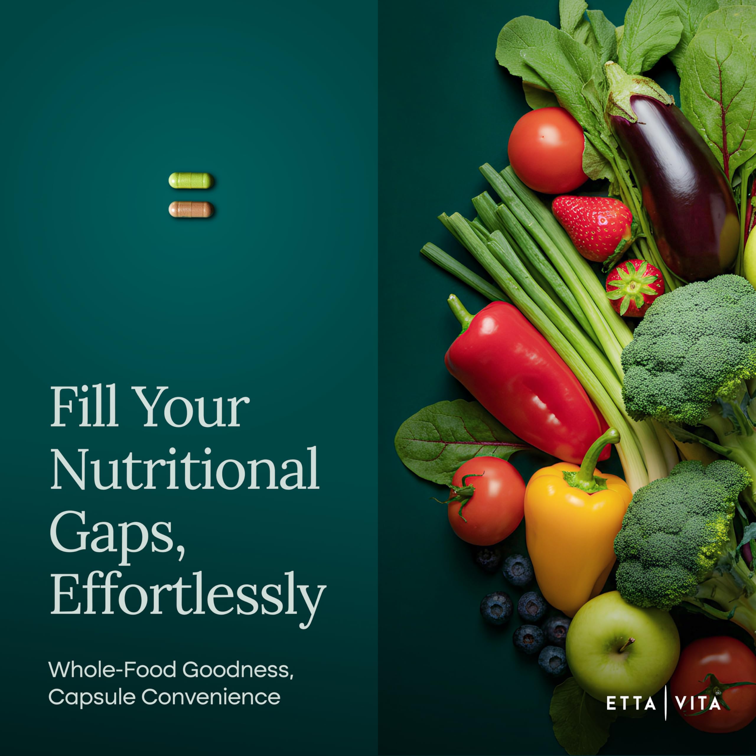 100% Organic Fruits and Veggies Supplement (USDA Organic - Made in USA) 180 Potent Fruits and Vegetable Capsules for Energy Boost & Daily Fruit and Vegetable Vitamins - Vegan, Non-GMO, Gluten-Free Etta Vita buy supplements canada
