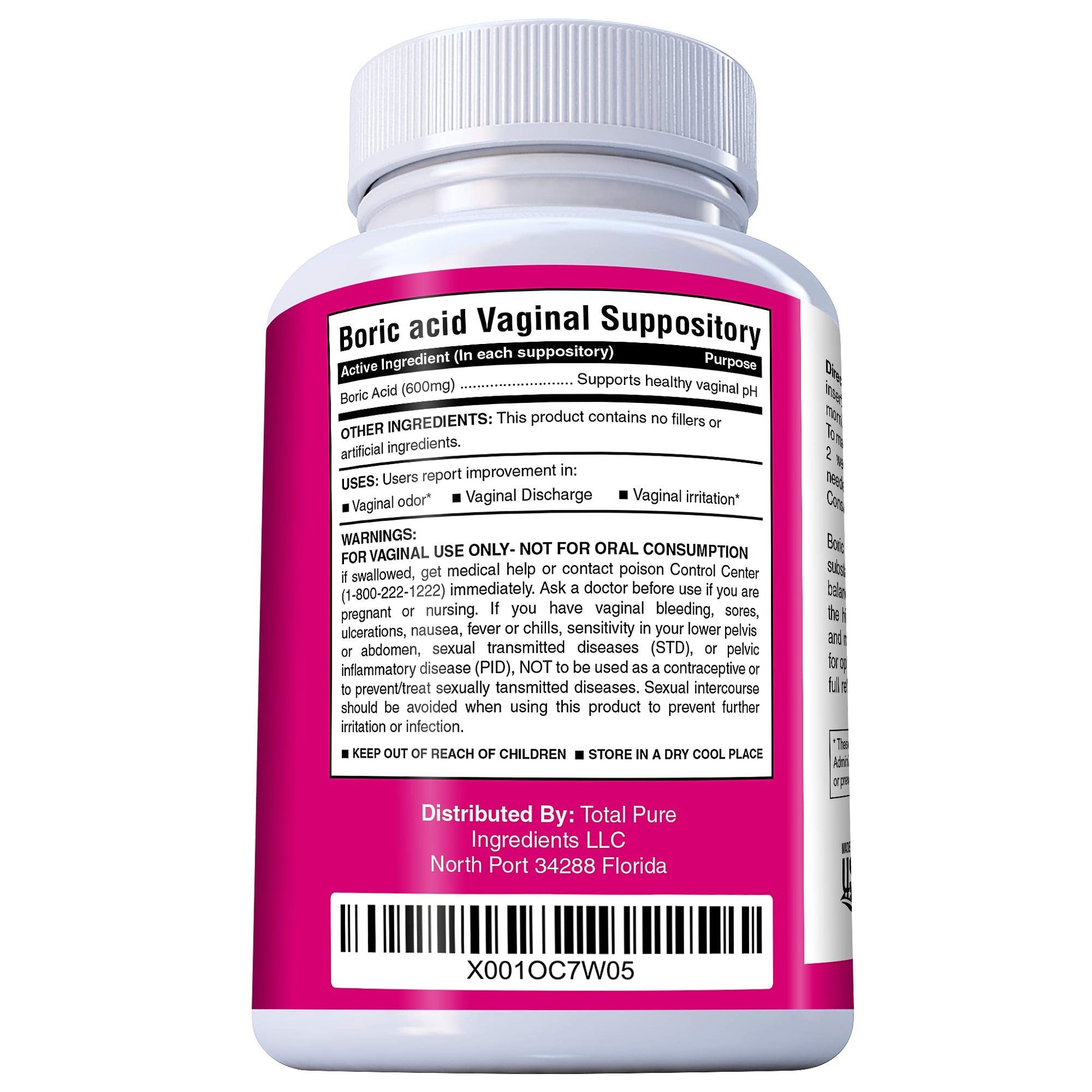 PURE PLANT HOME Boric Acid Suppositories Nature's Harmony 30 Count 600 mg 100% Pure Made in USA Nature's Harmony buy supplements canada