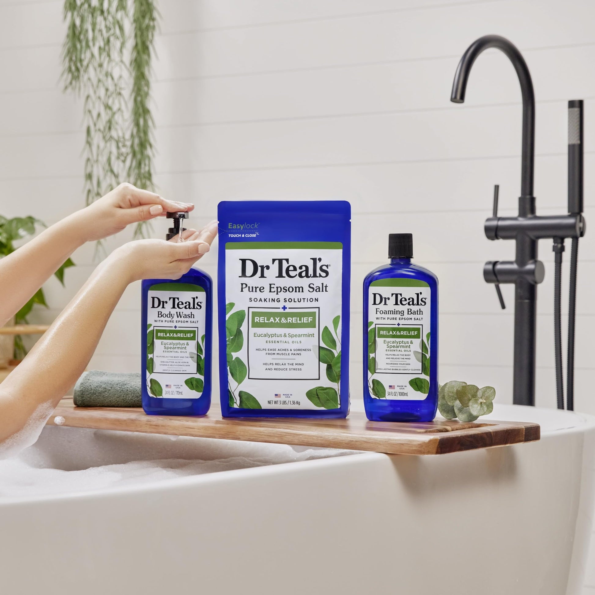 Dr Teal's Foaming Bath with Pure Epsom Salt, Relax & Relief with Eucalyptus & Spearmint Dr Teal's buy supplements canada
