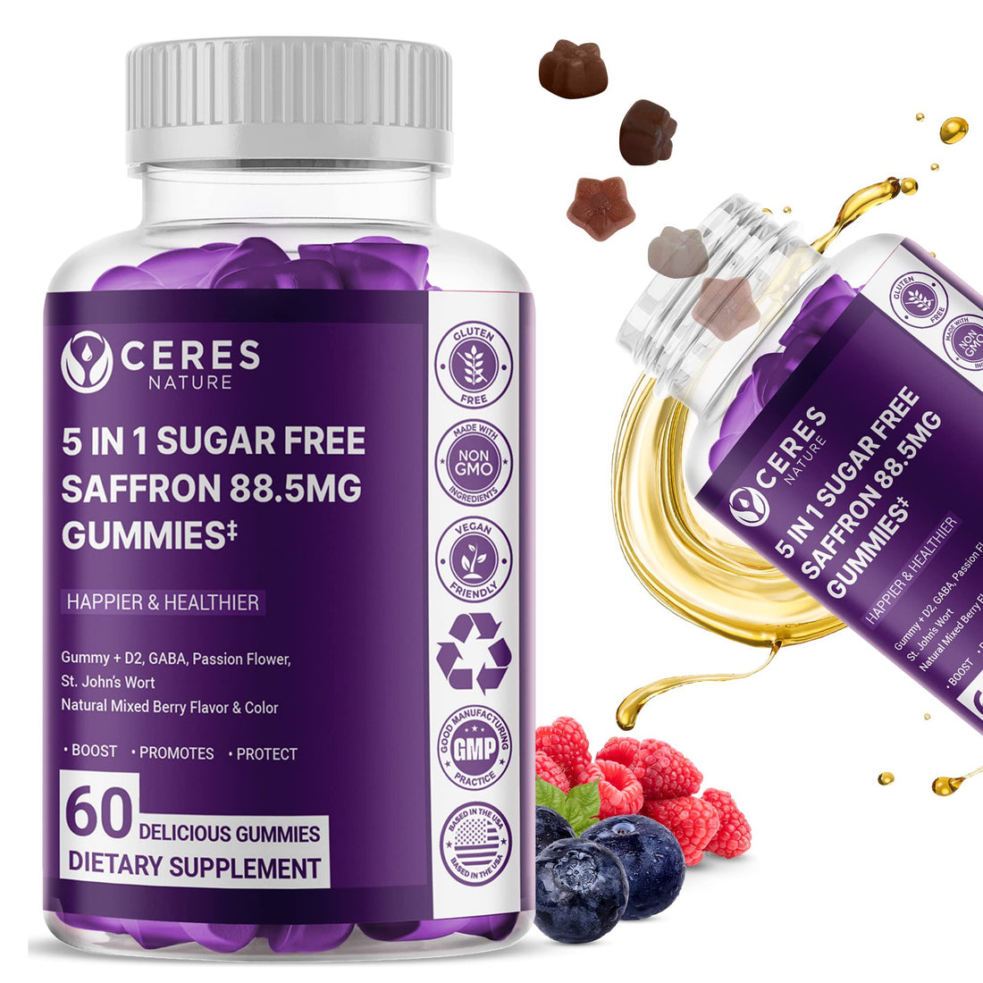 Premium Saffron Extract 88.5mg** Gummy - Appetite Control, Eye Support, Boost Energy Ceres Nature buy supplements canada