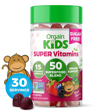 Orgain Kids Sugar Free Multivitamin Gummies, Vegan & Plant Based, 50 Superfoods, 15 Vitamins and Minerals, Immune Support and 3g of Fiber Orgain buy supplements canada