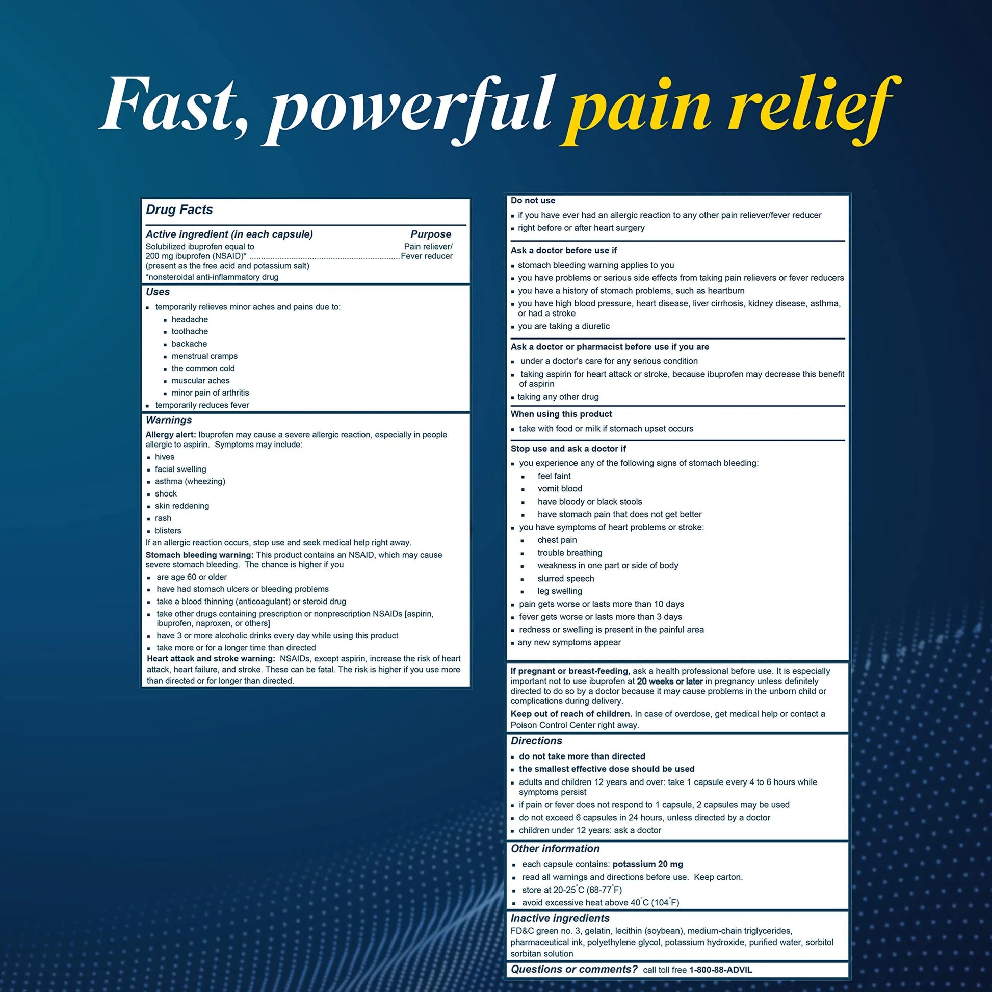 Advil Liqui-Gels Pain Reliever and Fever Reducer, Pain Medicine for Adults with Ibuprofen 200mg for Headache, Backache, Menstrual Pain and Joint Pain Relief - 50x2 Liquid Filled Capsules Advil buy supplements canada
