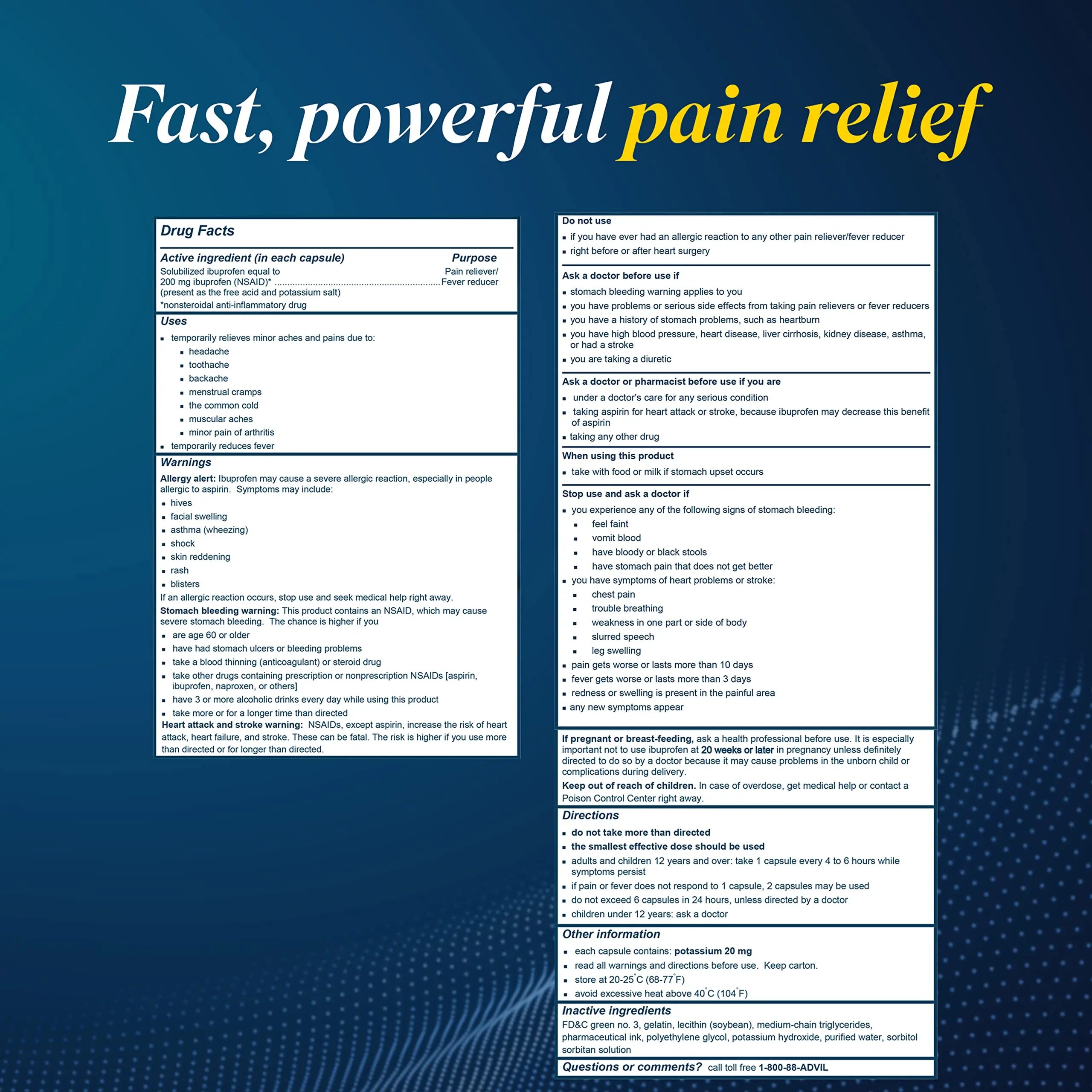 Advil Liqui-Gels Pain Reliever and Fever Reducer, Pain Medicine for Adults with Ibuprofen 200mg for Headache, Backache, Menstrual Pain and Joint Pain Relief - 50x2 Liquid Filled Capsules Advil buy supplements canada