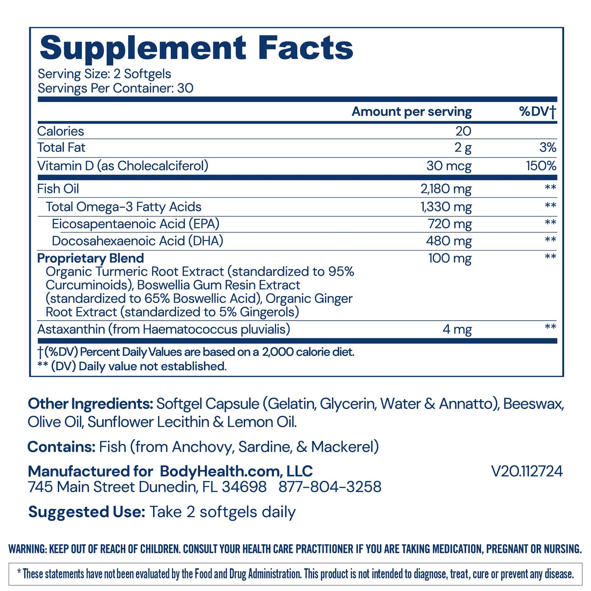 BodyHealth Omega 3 Health, Fish Oil Supplement for Women and Men, Heart and Brain Health, Fish Oil Pills, Fatty Acid Supplements, Omega 3 Vitamins - 60 Soft Gels BodyHealth buy supplements canada