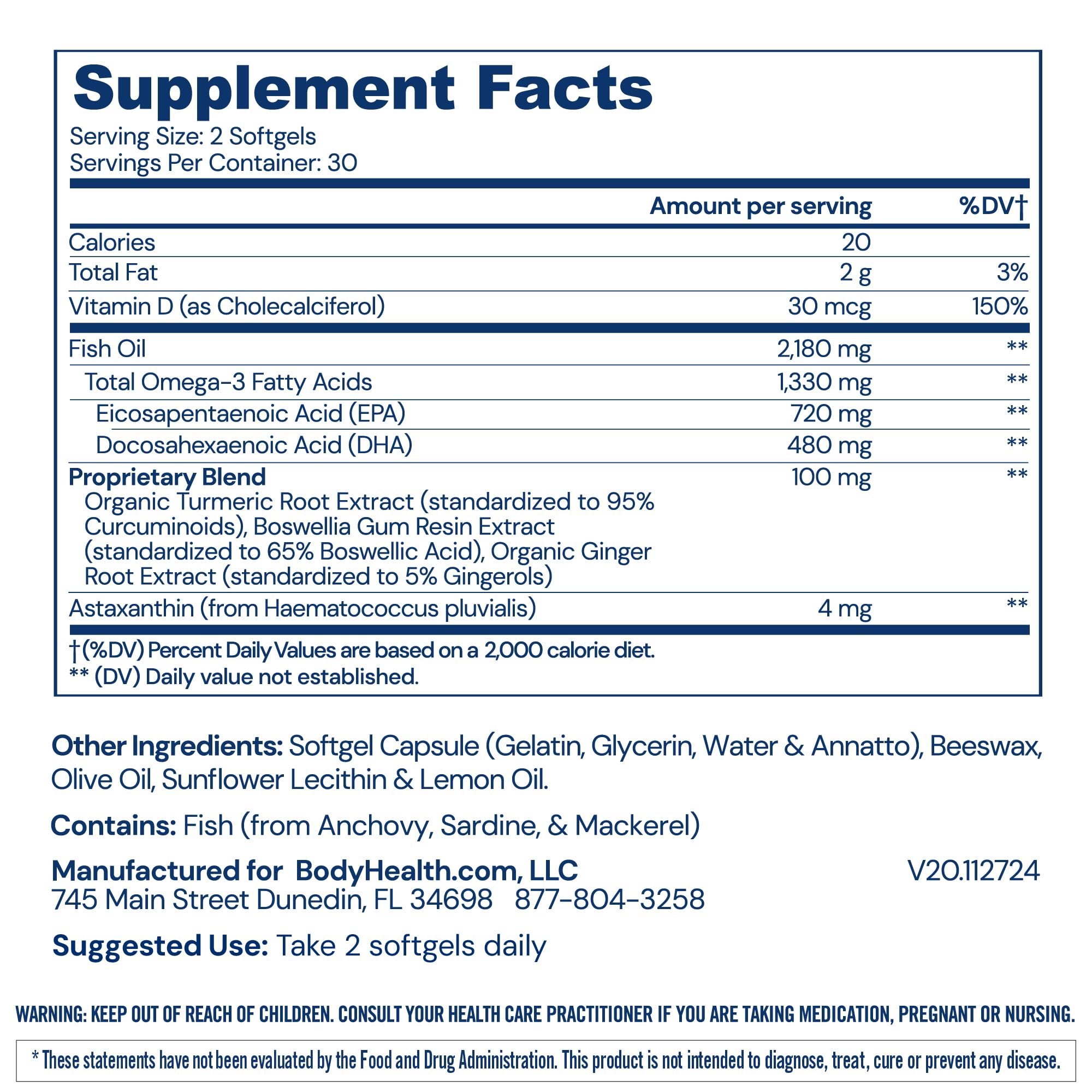 BodyHealth Omega 3 Health, Fish Oil Supplement for Women and Men, Heart and Brain Health, Fish Oil Pills, Fatty Acid Supplements, Omega 3 Vitamins - 60 Soft Gels BodyHealth buy supplements canada