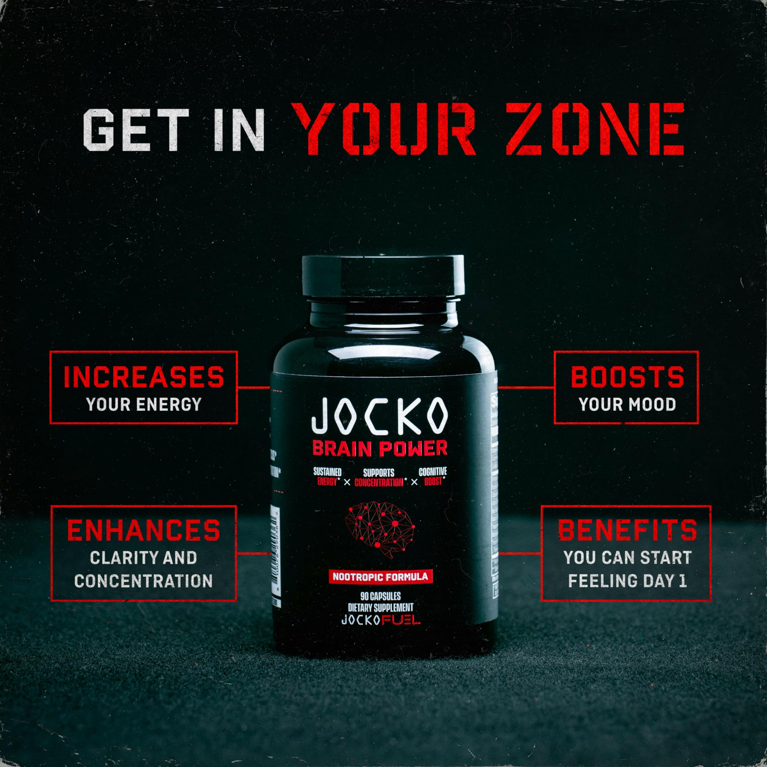 Jocko Fuel Brain Power - Nootropic Dietary Supplements for Memory & Focus wiht L Theanine, L Carnitine- Energy & Focus Supplement (90 Capsules) Jocko Fuel buy supplements canada