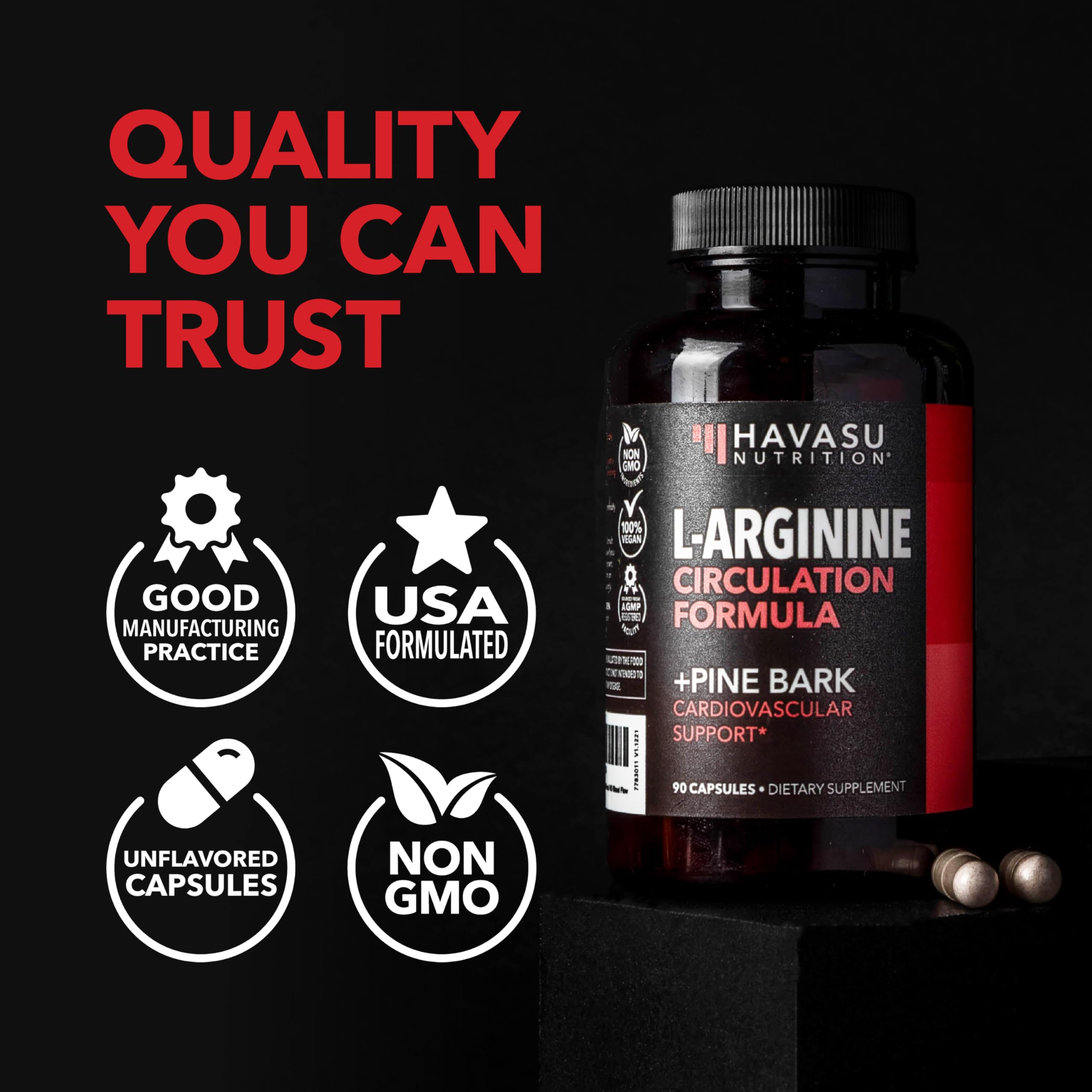 L-Arginine 1800mg and Pine Bark Extract 100mg - Nitric Oxide Supplement for Men - Performance Supplement for Men's Health - 90 Count - Endurance, Recovery Support HAVASU NUTRITION buy supplements canada