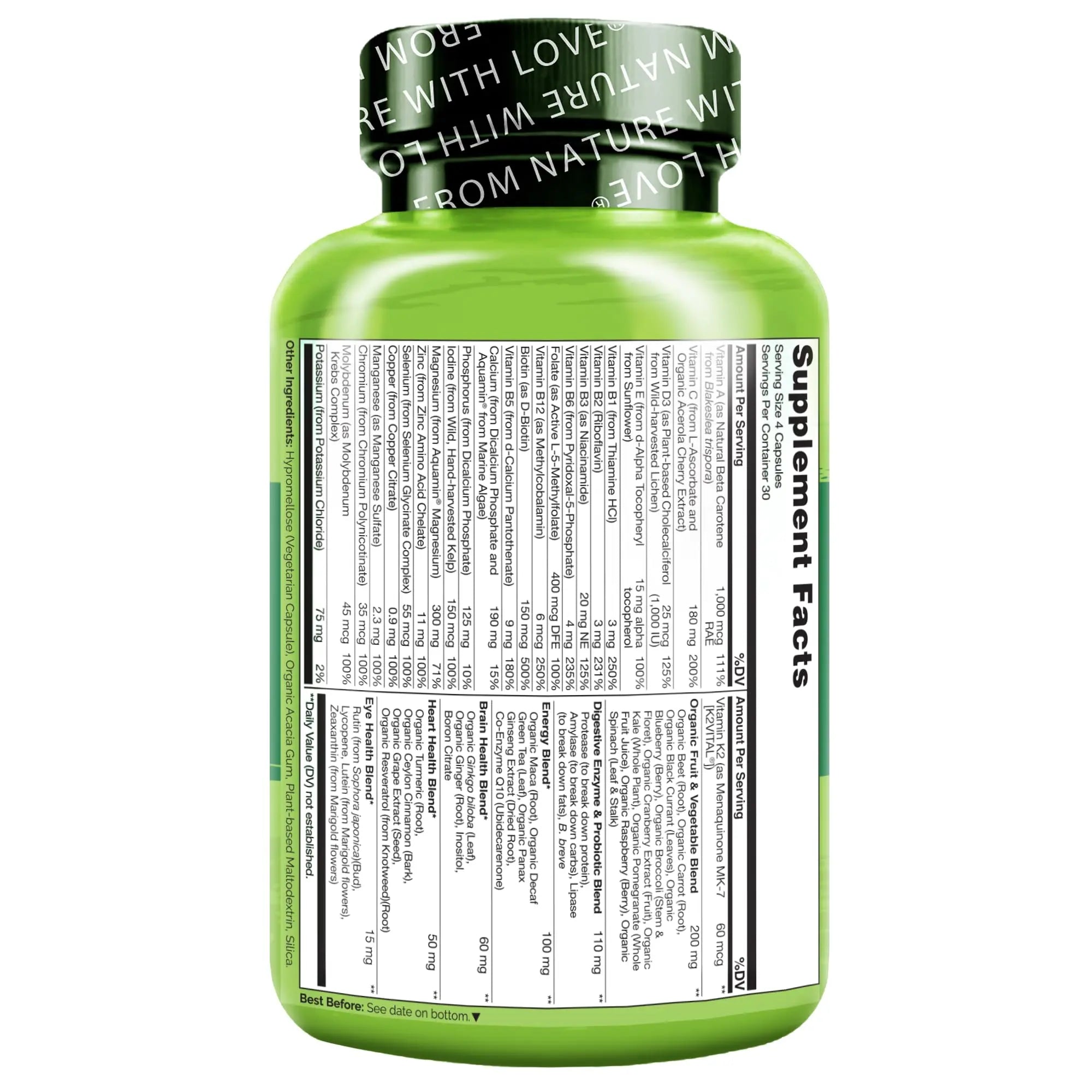 NATURELO Mens Multivitamins - Whole Food Multivitamin for Men with Vitamins, Minerals - 120 Vegetarian Capsules for Energy, Brain, Heart, Eye Health* NATURELO buy supplements canada