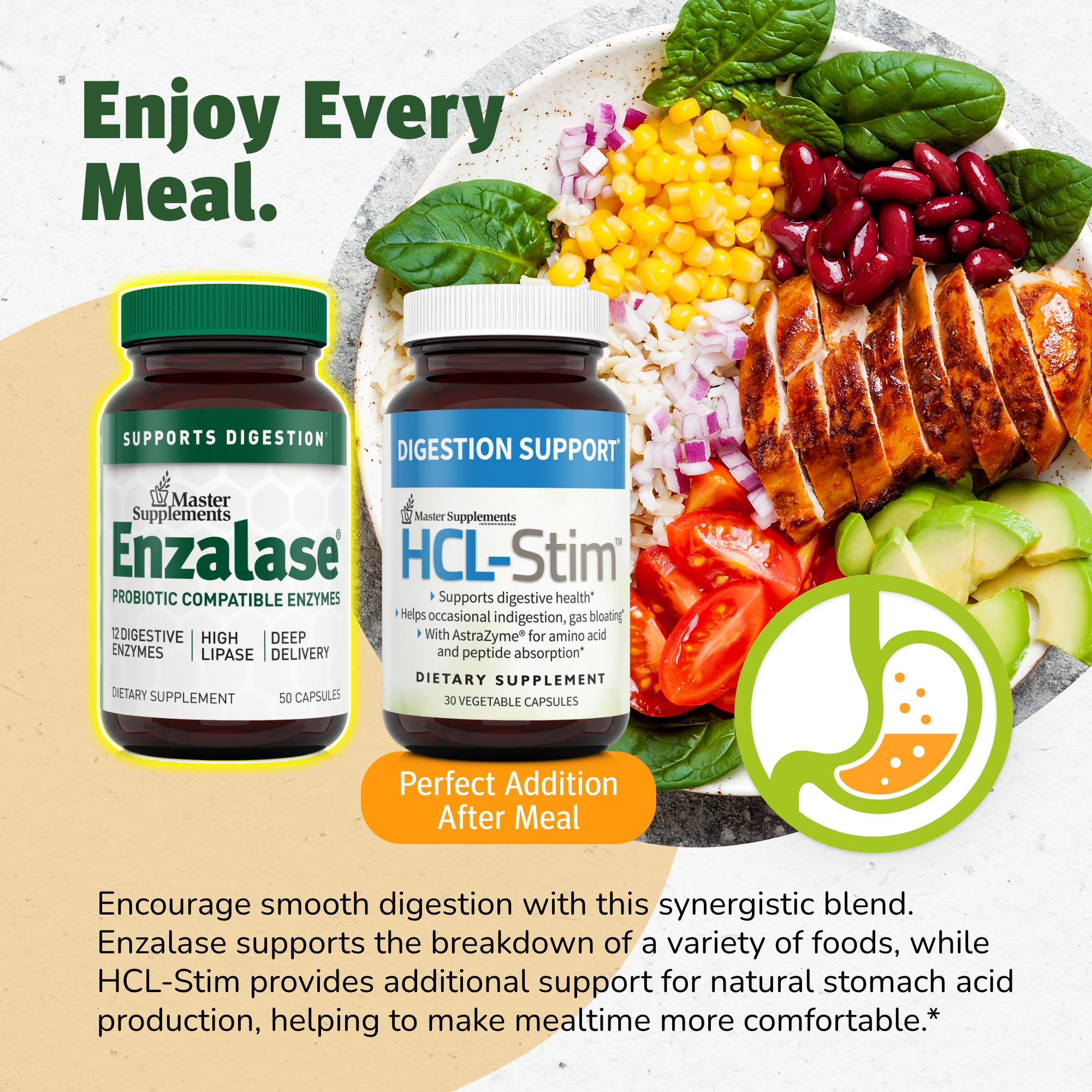 Master Supplements Enzalase - 50 Capsules, Pack of 3 - Probiotic Compatible Enzymes - Provides Digestive Boost + Gas & Bloating Relief - Gluten Free - 150 Total Servings ENZALASE buy supplements canada