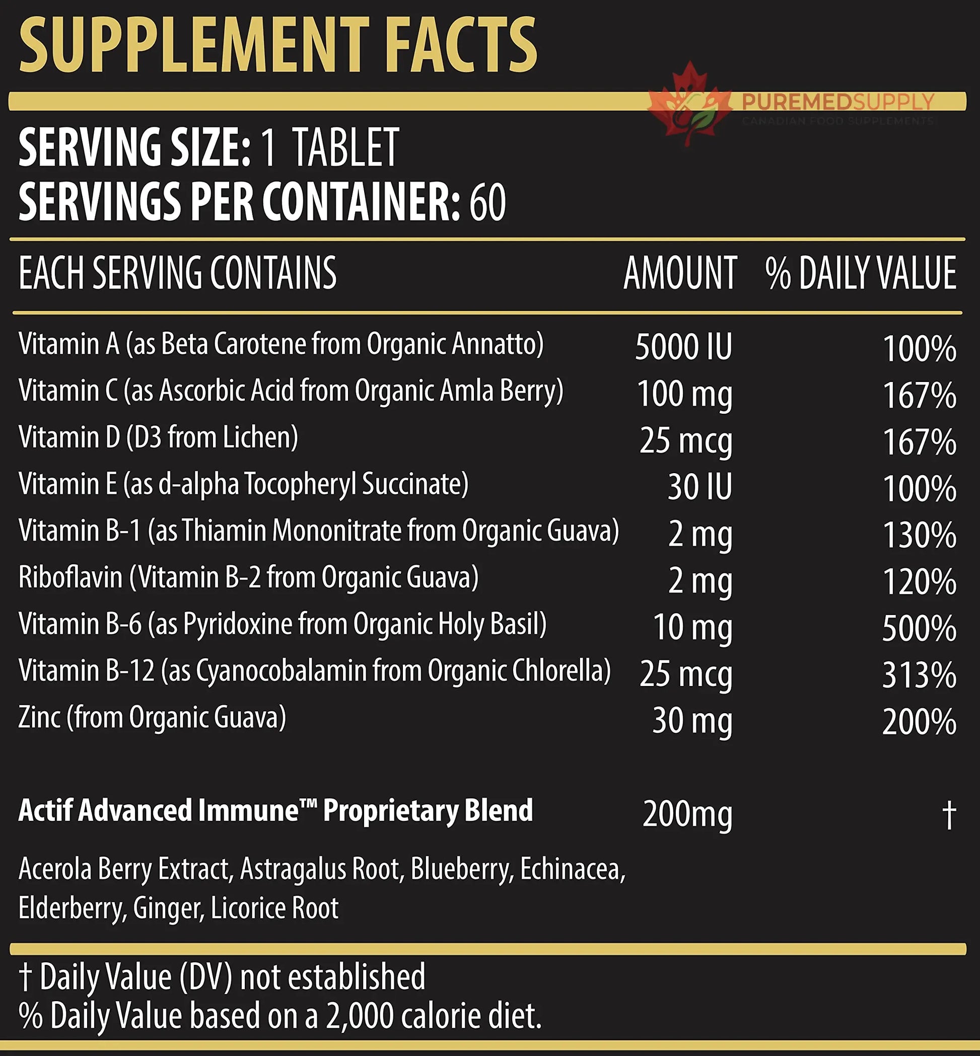 Actif Advanced Immune Support with 10+ Factors for Immunity Booster - 100% Natural, Non-GMO, 60 count ACTIF buy supplements canada