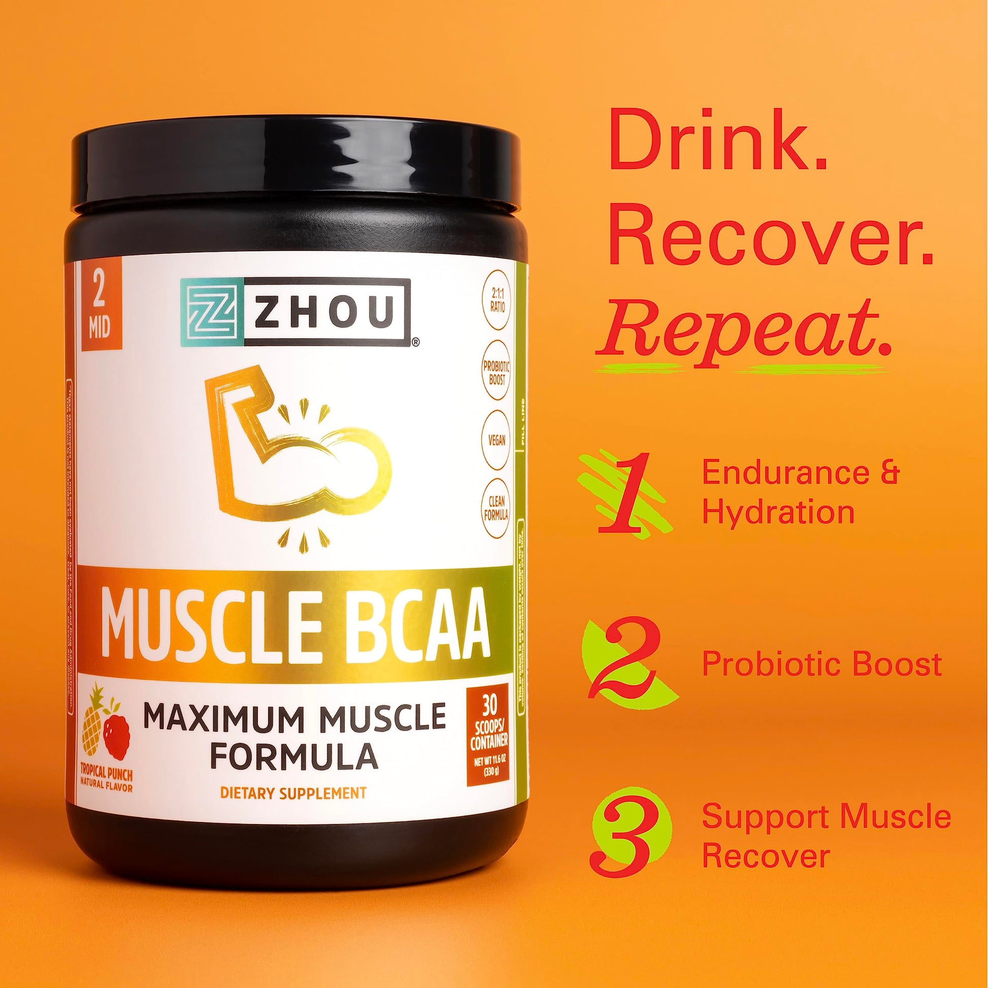 Zhou Nutrition Muscle BCAA Powder, Vegan Muscle Recovery, Natural, Clean Formula Zhou Nutrition buy supplements canada
