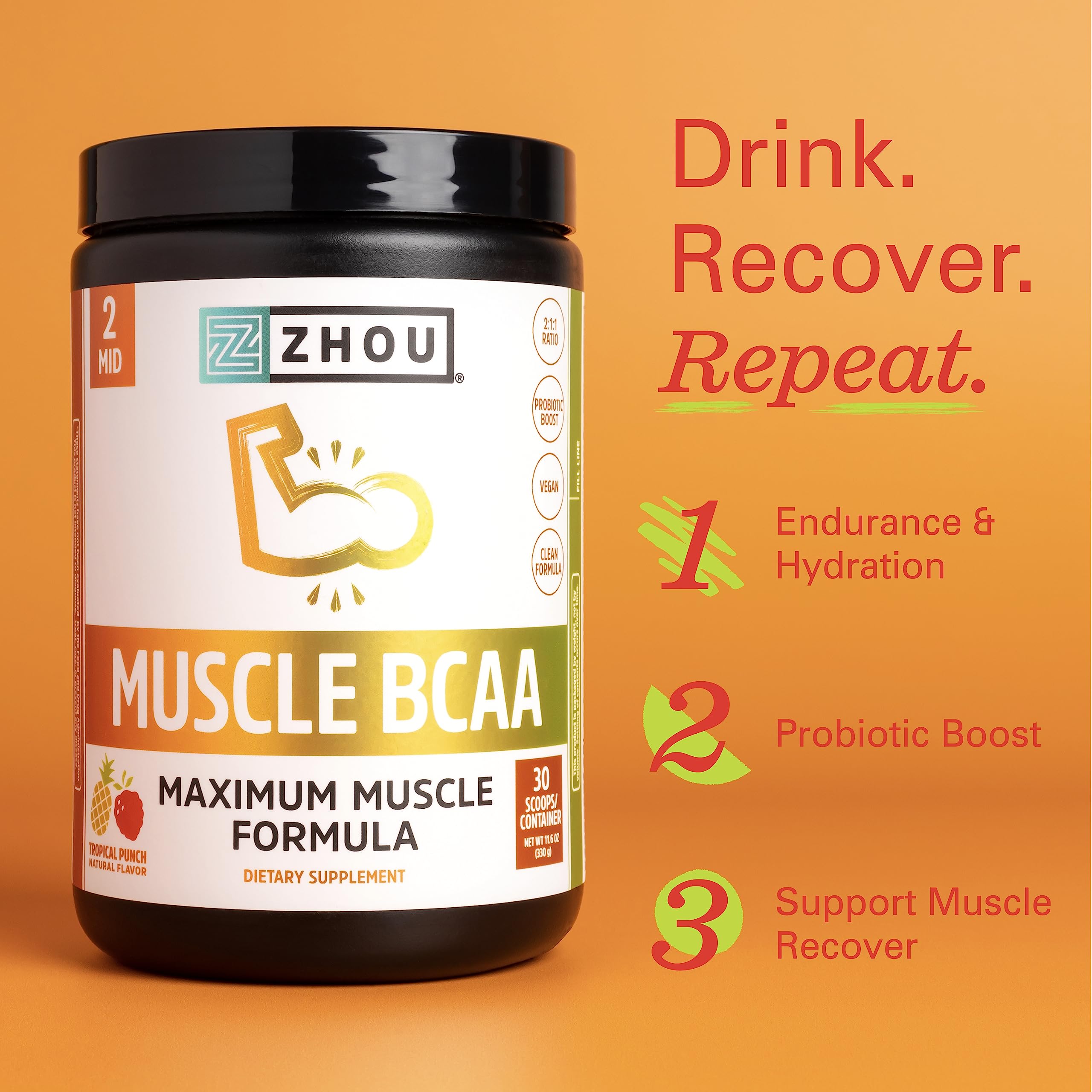 Zhou Nutrition Muscle BCAA Powder, Vegan Muscle Recovery, Natural, Clean Formula Zhou Nutrition buy supplements canada