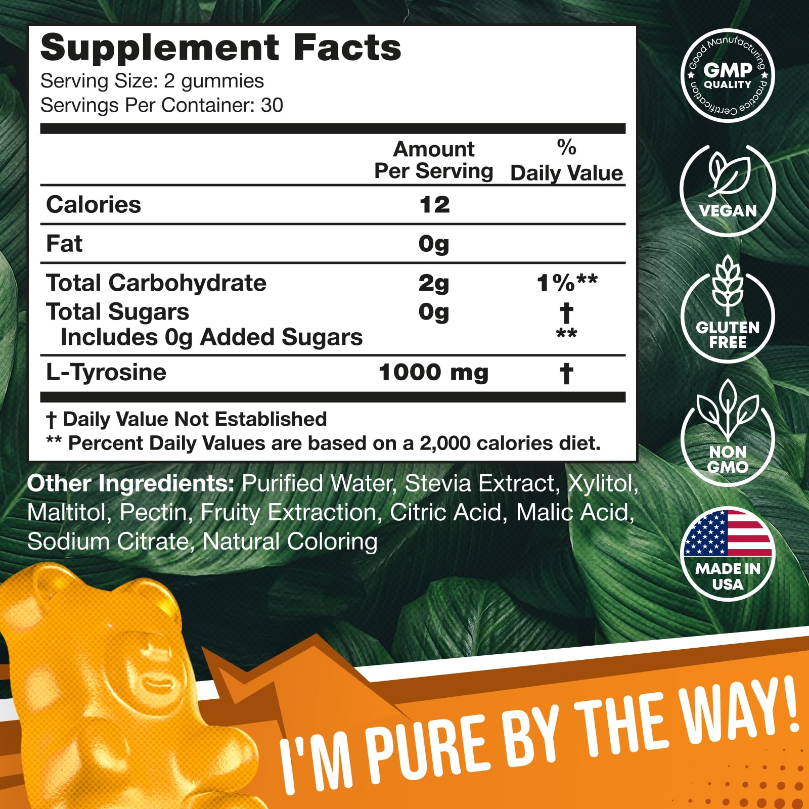 2 Pack - JOYLI L-Tyrosine Gummies 1000MG – Sugar-Free Vegan Focus Supplement & Mood Support for Kids & Adults – 500mg Per Gummy – Sleep Gummies for Memory, Energy & Wellness – 60 Pcs per Pack JOYLI Nutrition buy supplements canada