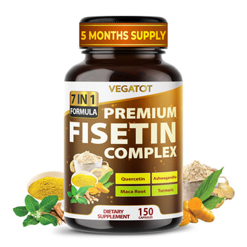 VEGATOT Organic Fisetin Complex 7-in-1 Formula | with Quercetin, Resveratrol, Ashwagandha, Maca Root, Turmeric, Black Pepper | 150 Capsules | Non-GMO, Gluten-Free VEGATOT buy supplements canada