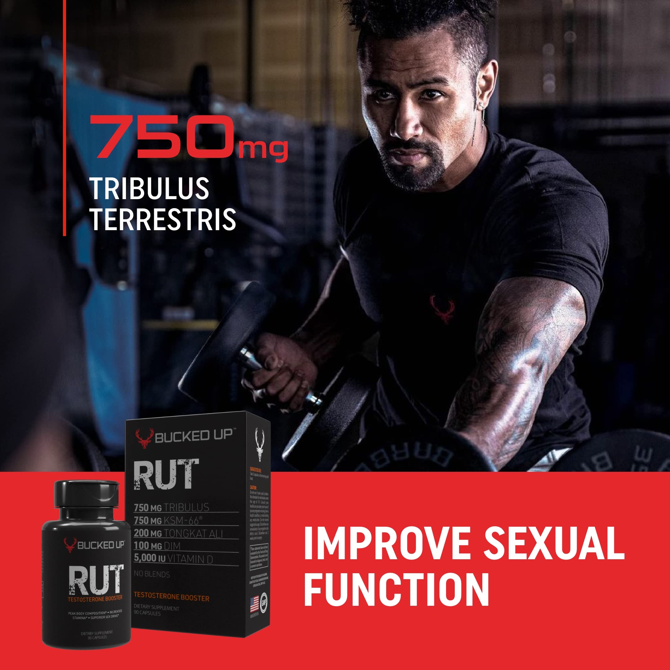 Bucked Up RUT - Testo Booster - Best All-Natural Test Formula for Men - Energy, Endurance, Strength, and Stamina Booster - Muscle Composition Aid - Male Supplements (90 Capsules/Pills) TyeinGo buy supplements canada